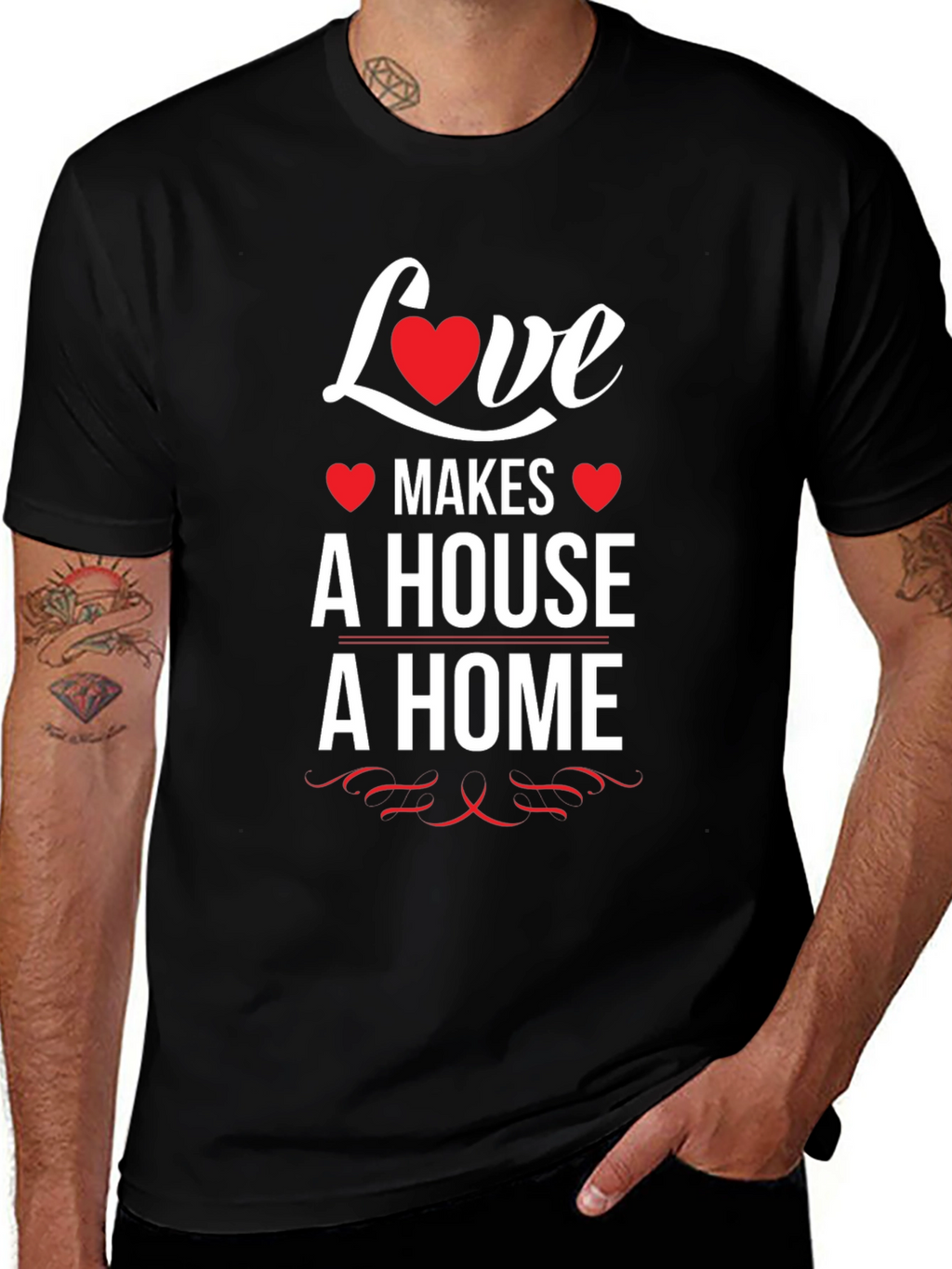 Love Makes a House a Home T-Shirt - Black