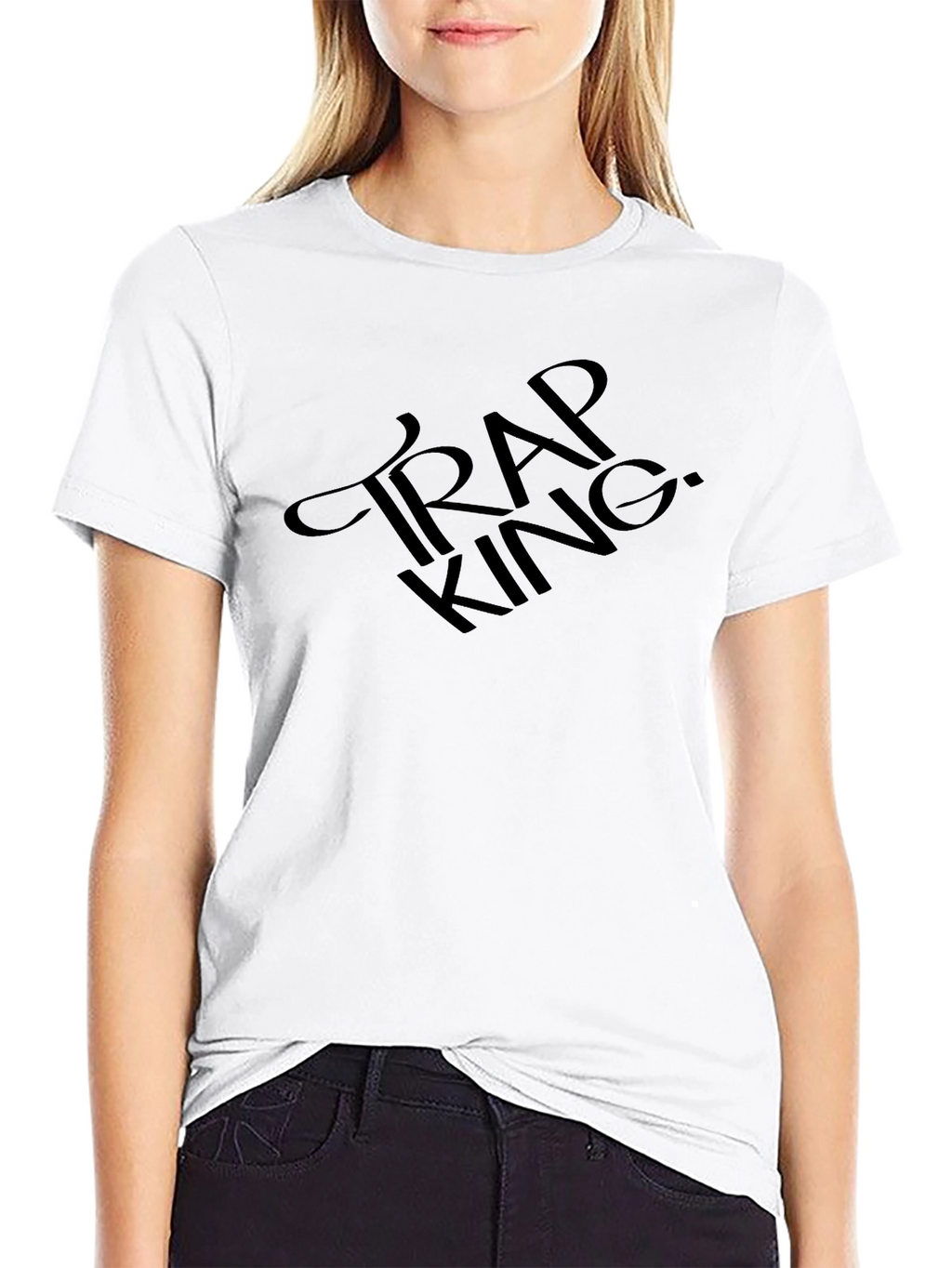 Trap King Graphic T-Shirt - Black Crew Neck
