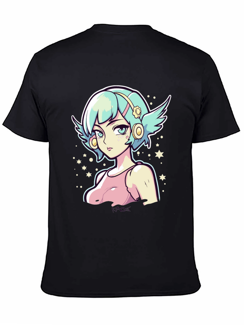 Anime Girl Graphic Tee - Black Cotton Shirt