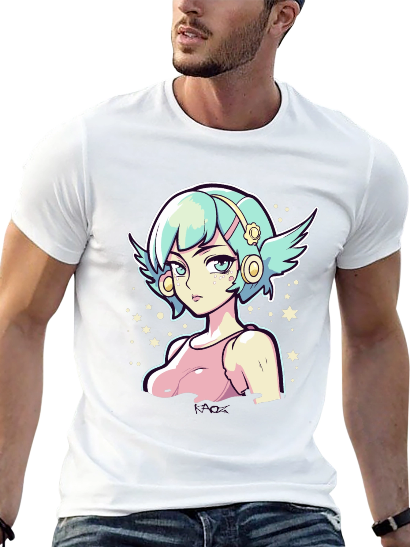 Anime Girl Graphic Tee - Black Cotton Shirt