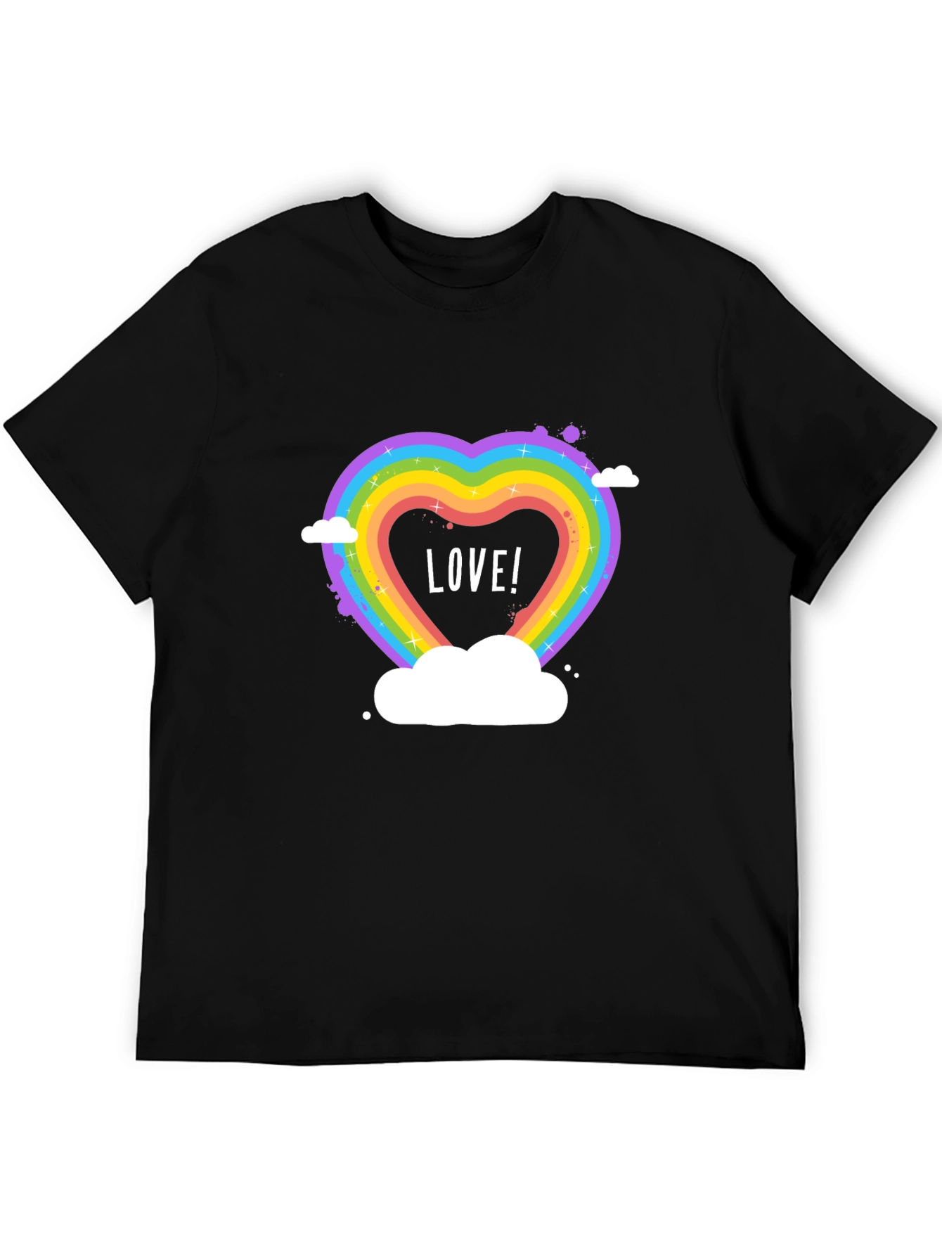 Love Wins Rainbow Heart Graphic Tee - Black