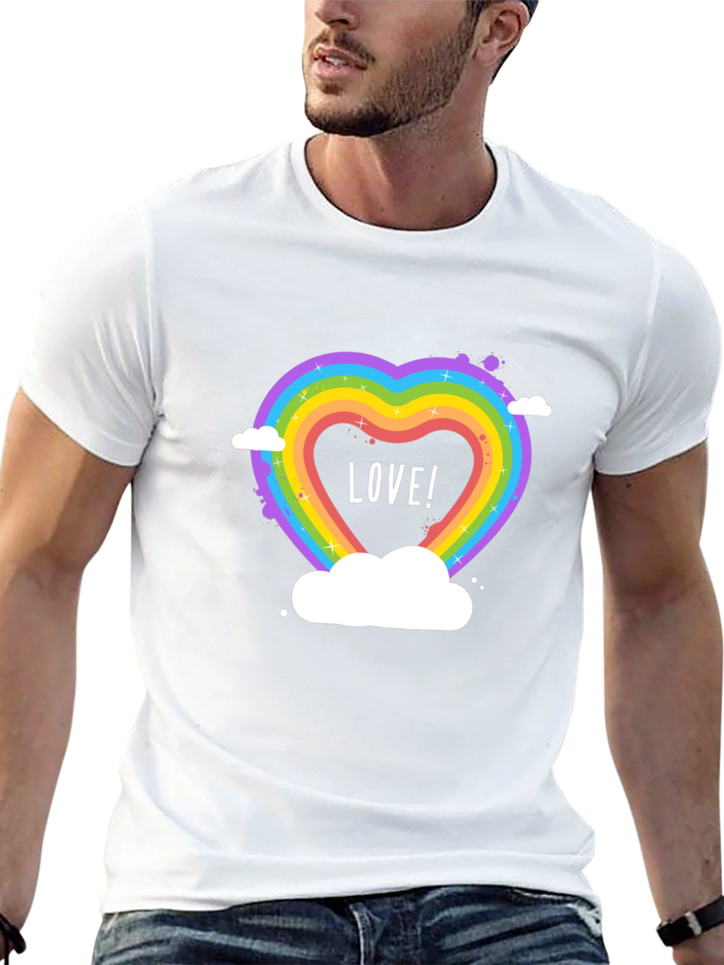 Love Wins Rainbow Heart Graphic Tee - Black
