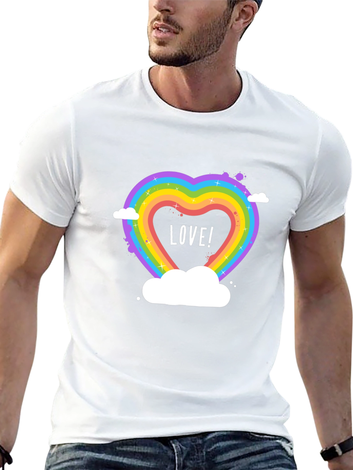 Love Wins Rainbow Heart Graphic Tee - Black