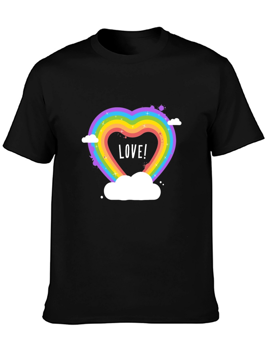 Love Wins Rainbow Heart Graphic Tee - Black