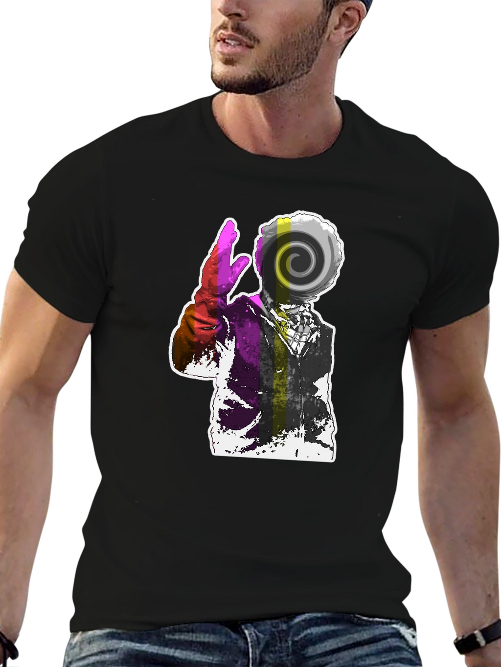 Abstract Swirl Graphic Tee - Mens Black T-Shirt