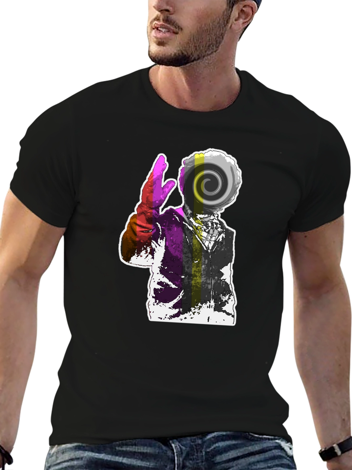 Abstract Swirl Graphic Tee - Mens Black T-Shirt