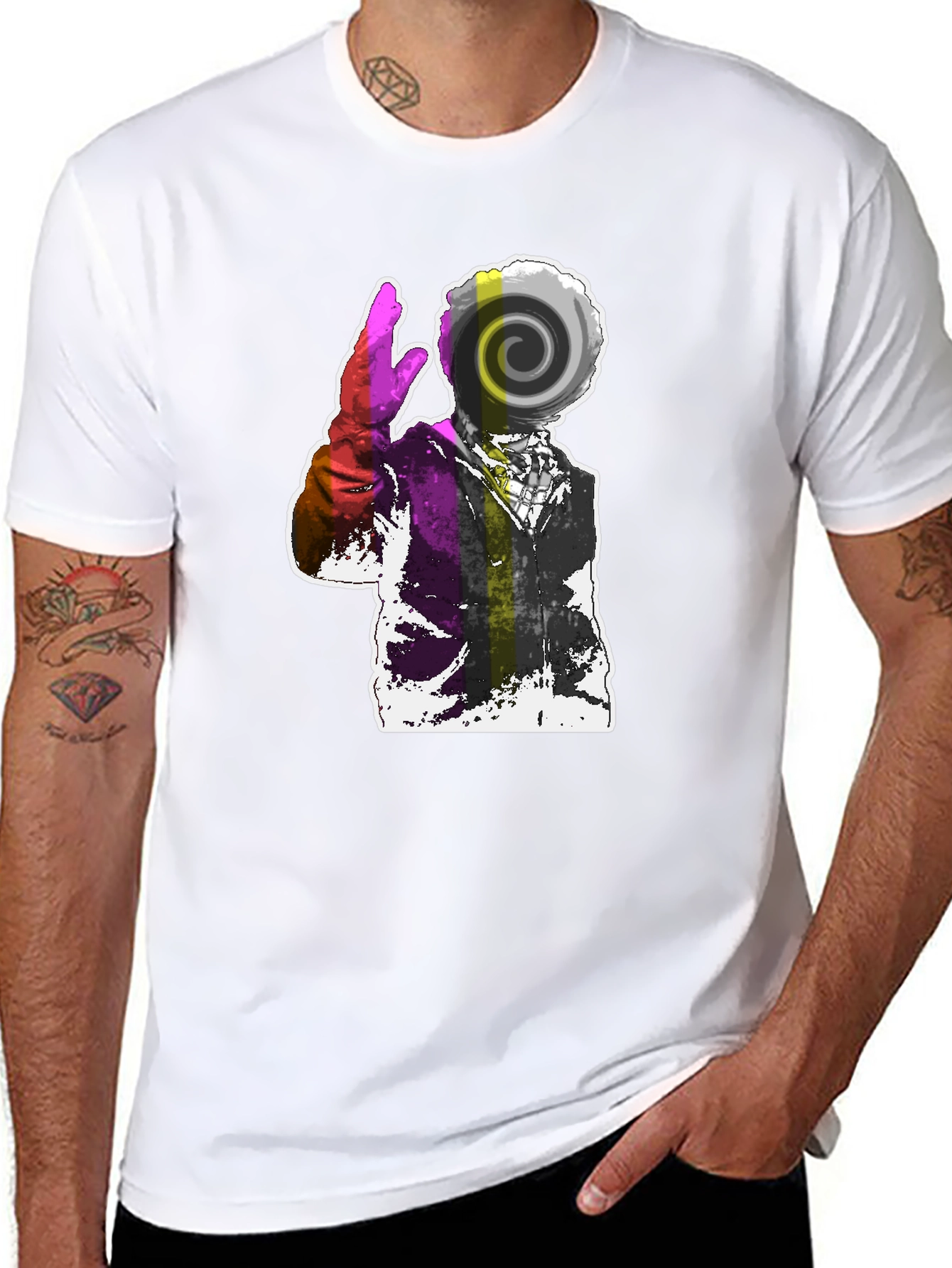 Abstract Swirl Graphic Tee - Mens Black T-Shirt