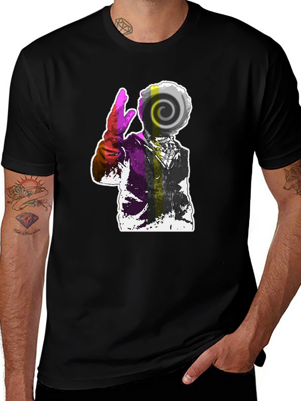 Abstract Swirl Graphic Tee - Mens Black T-Shirt