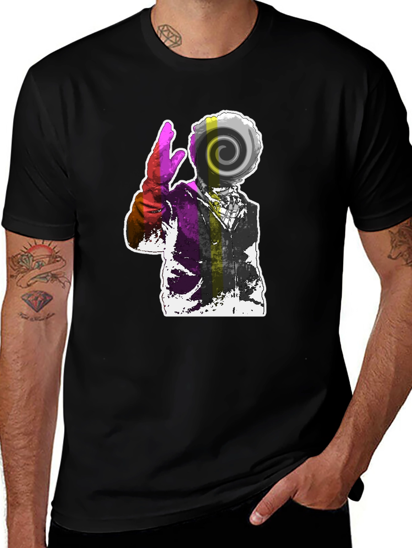 Abstract Swirl Graphic Tee - Mens Black T-Shirt