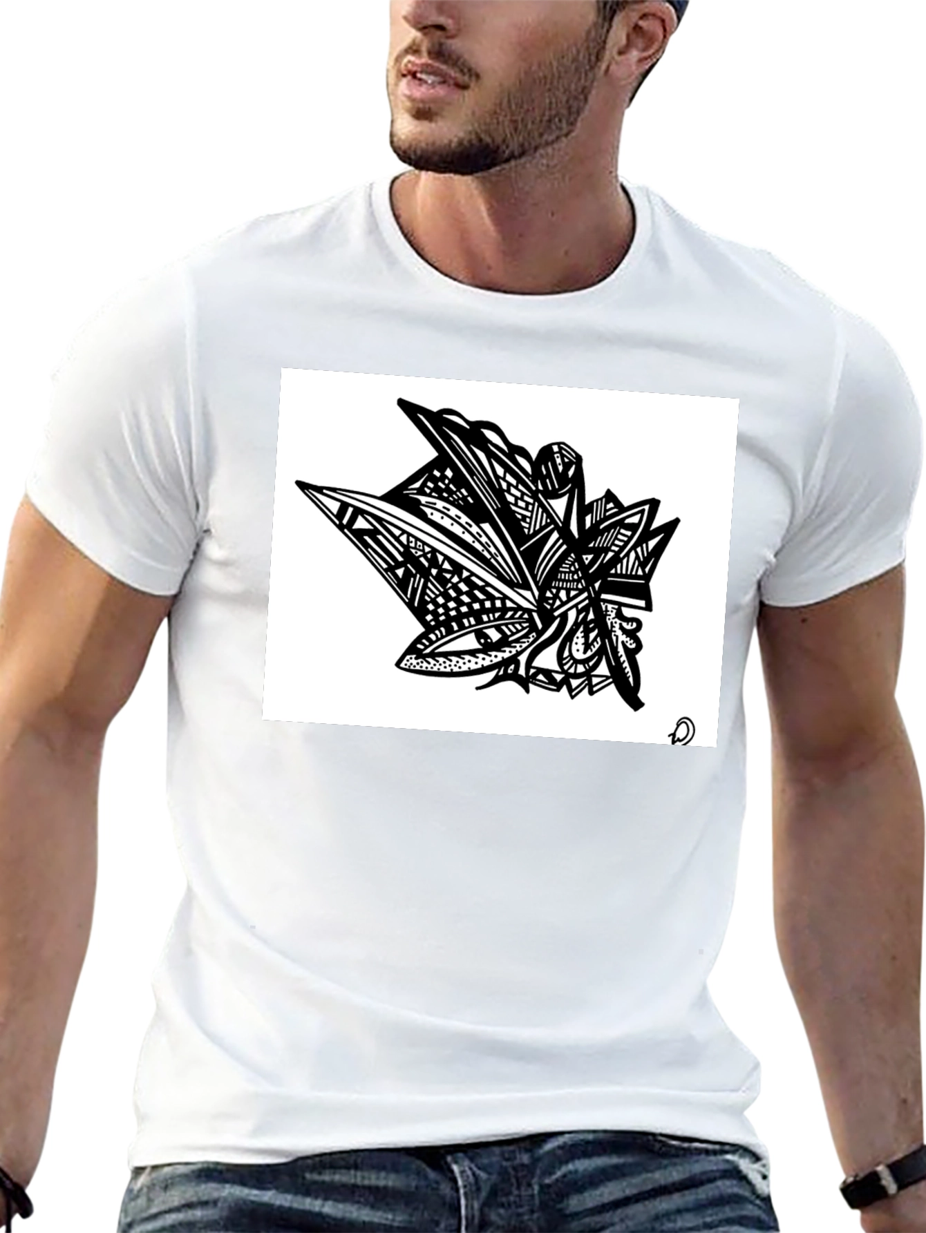 Abstract Art Graphic Tee - Modern Black Shirt