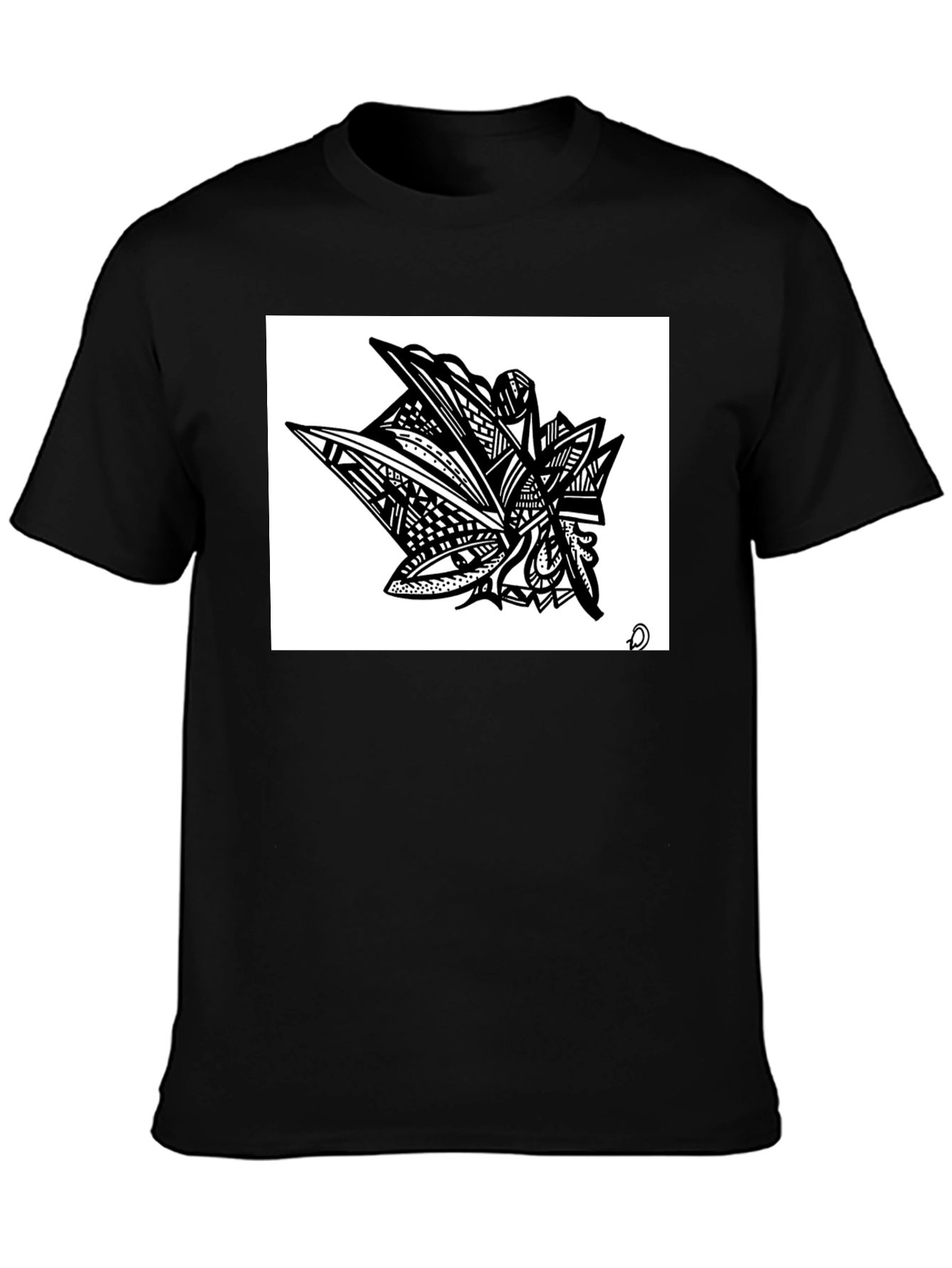 Abstract Art Graphic Tee - Modern Black Shirt