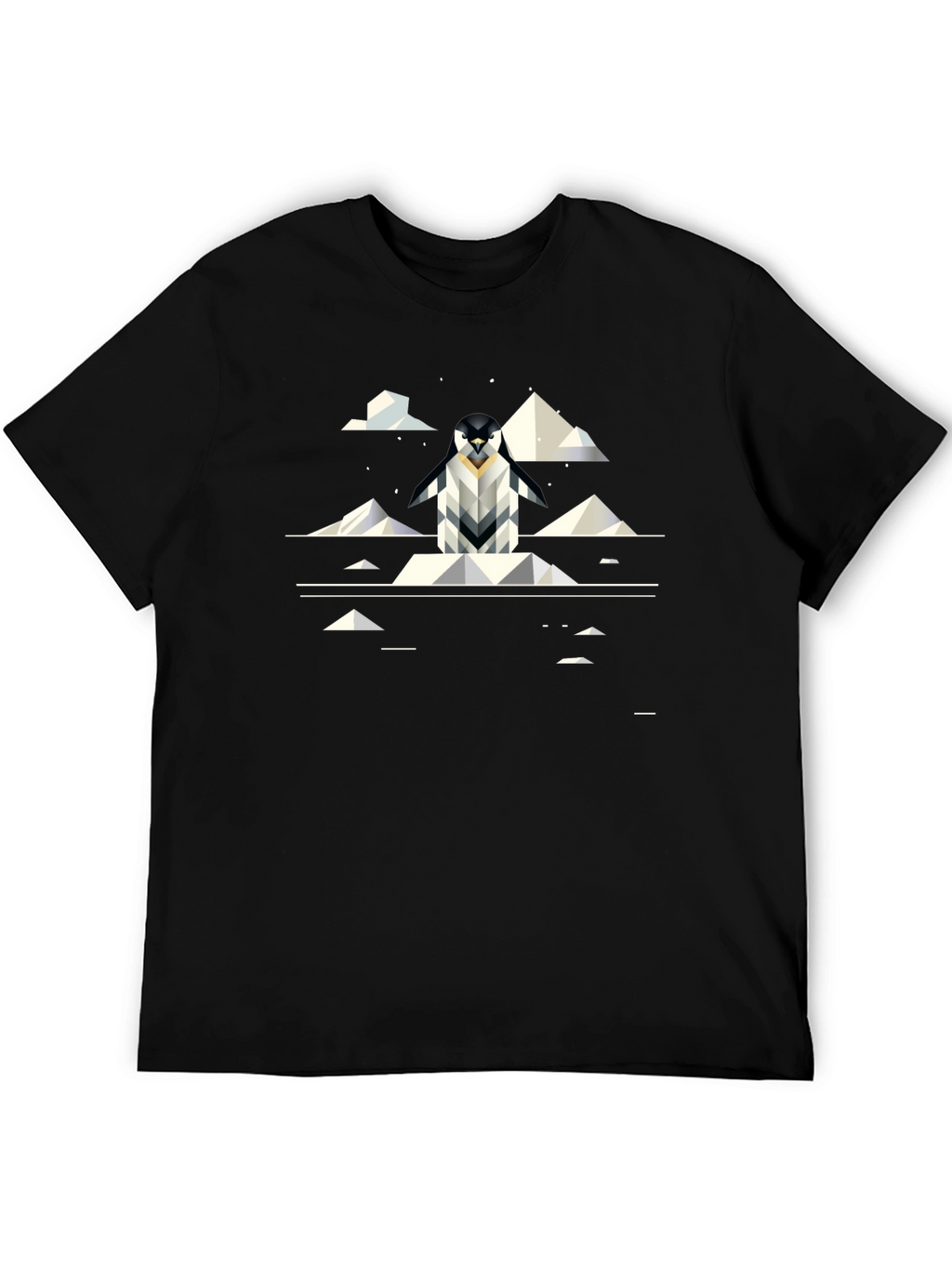 Geometric Penguin Graphic Black T-Shirt