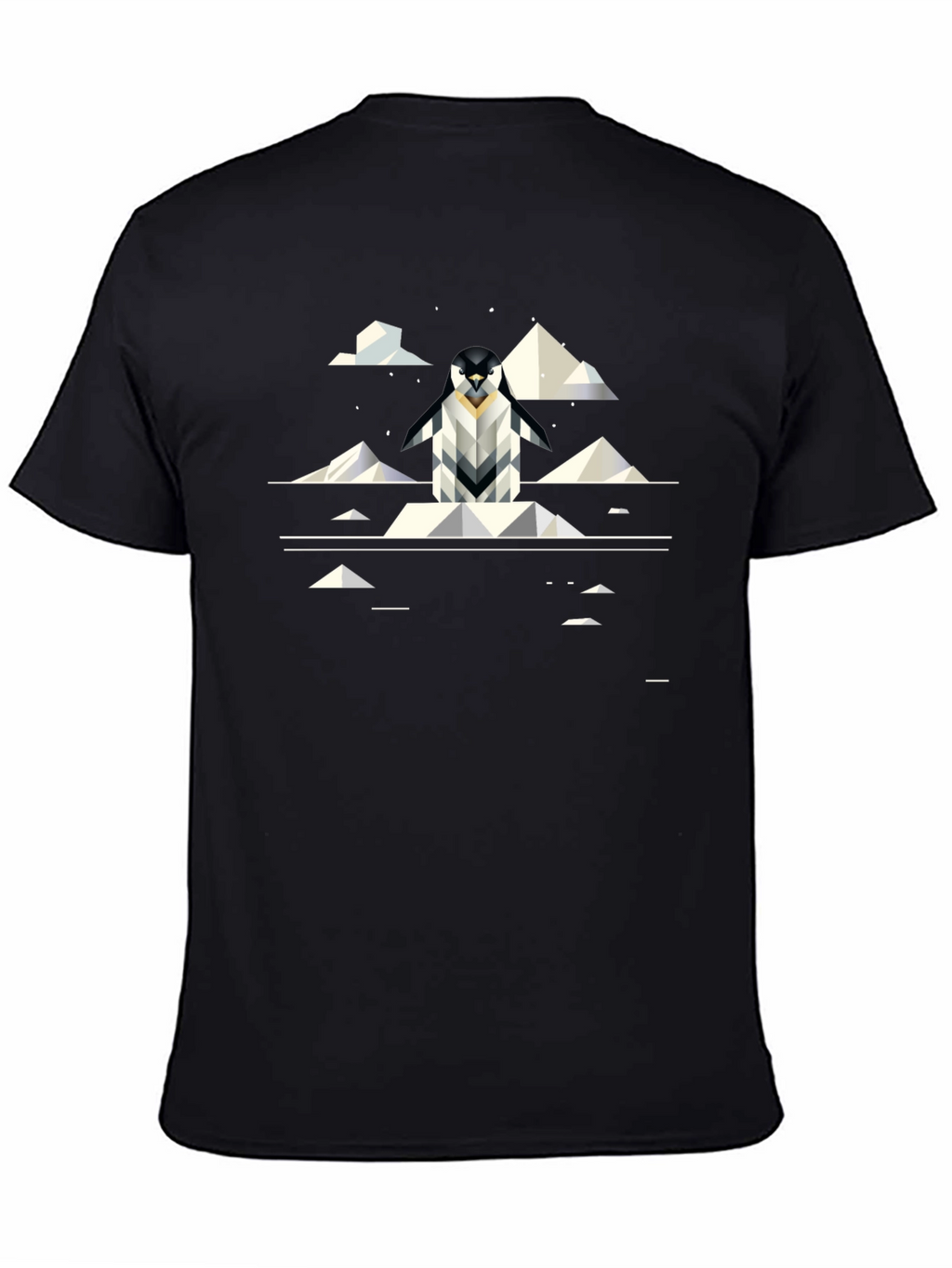 Geometric Penguin Graphic Black T-Shirt