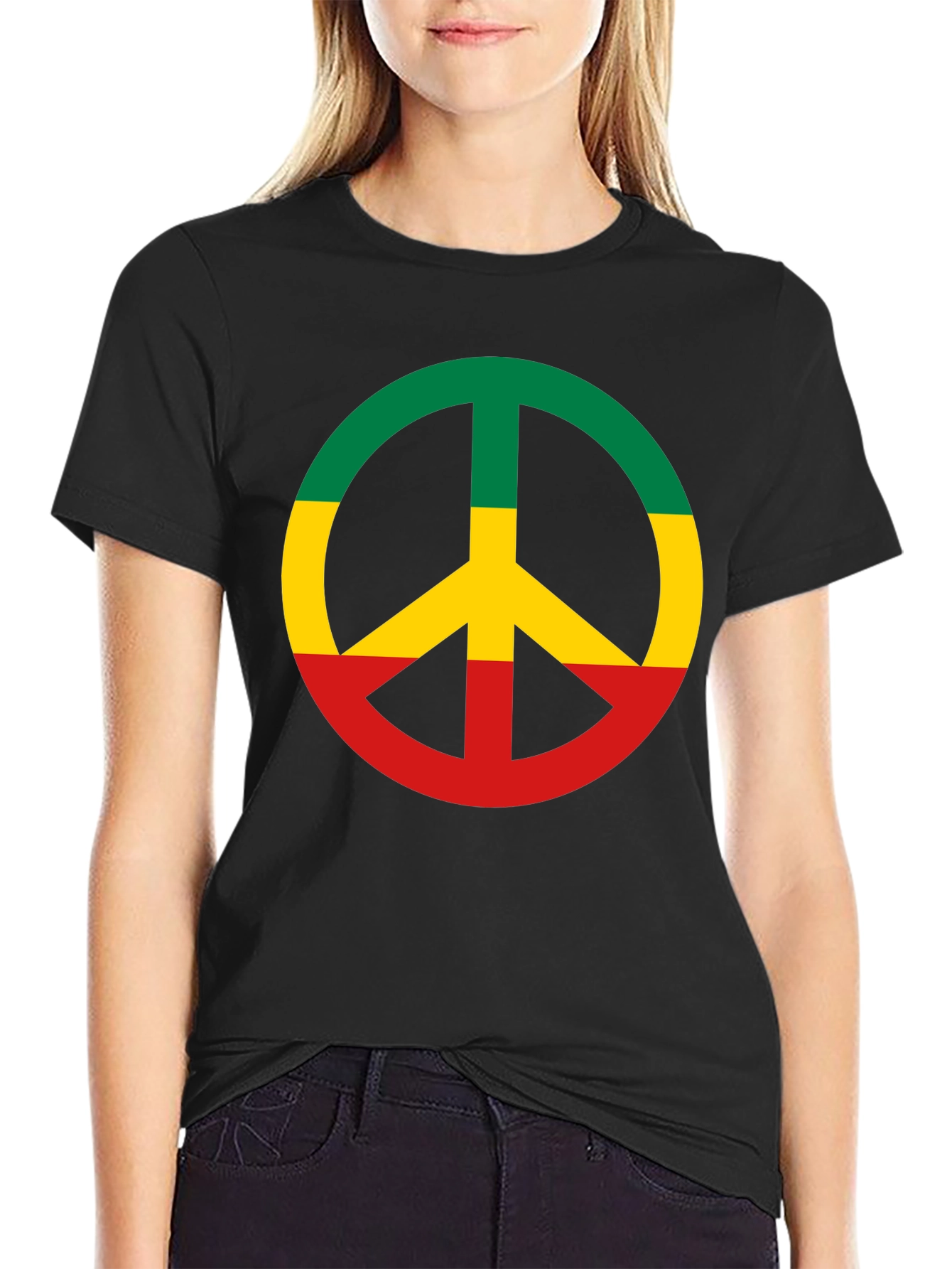 Rasta Peace Sign T-Shirt - Reggae Colors