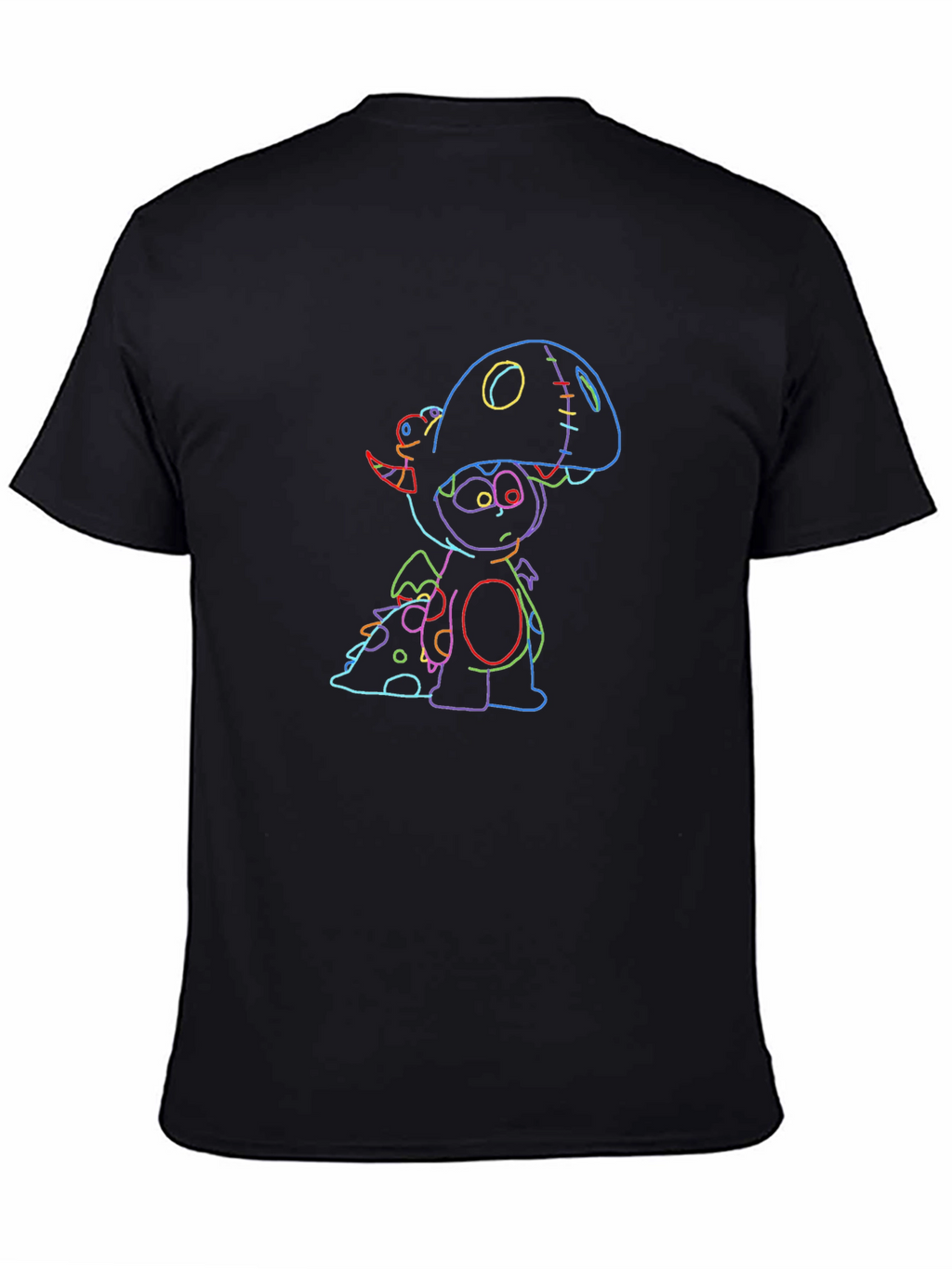 Neon Dino Graphic Black Tee