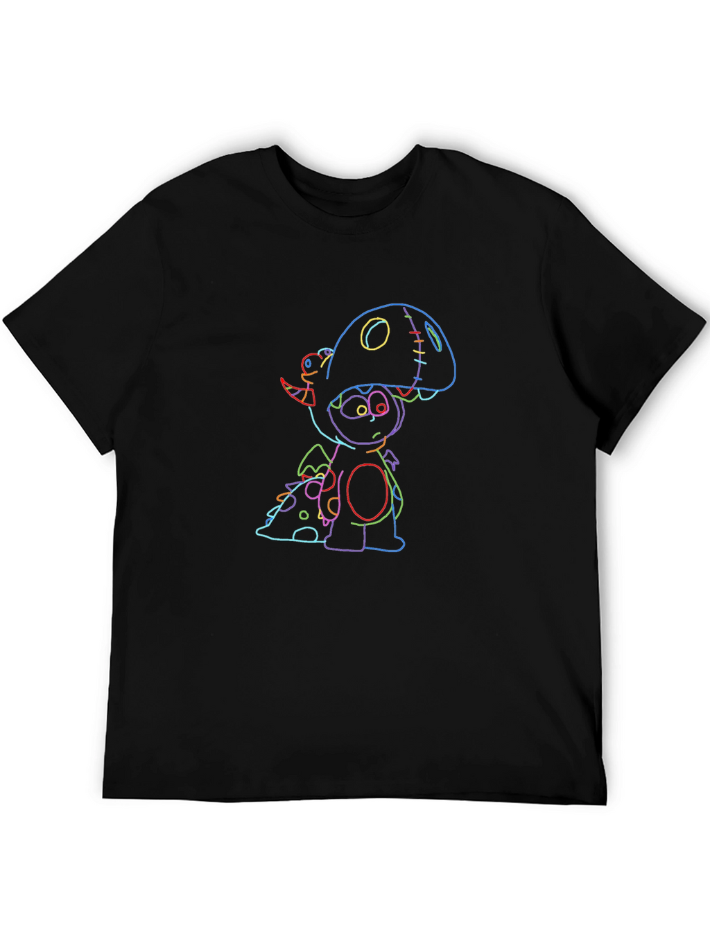 Neon Dino Graphic Black Tee