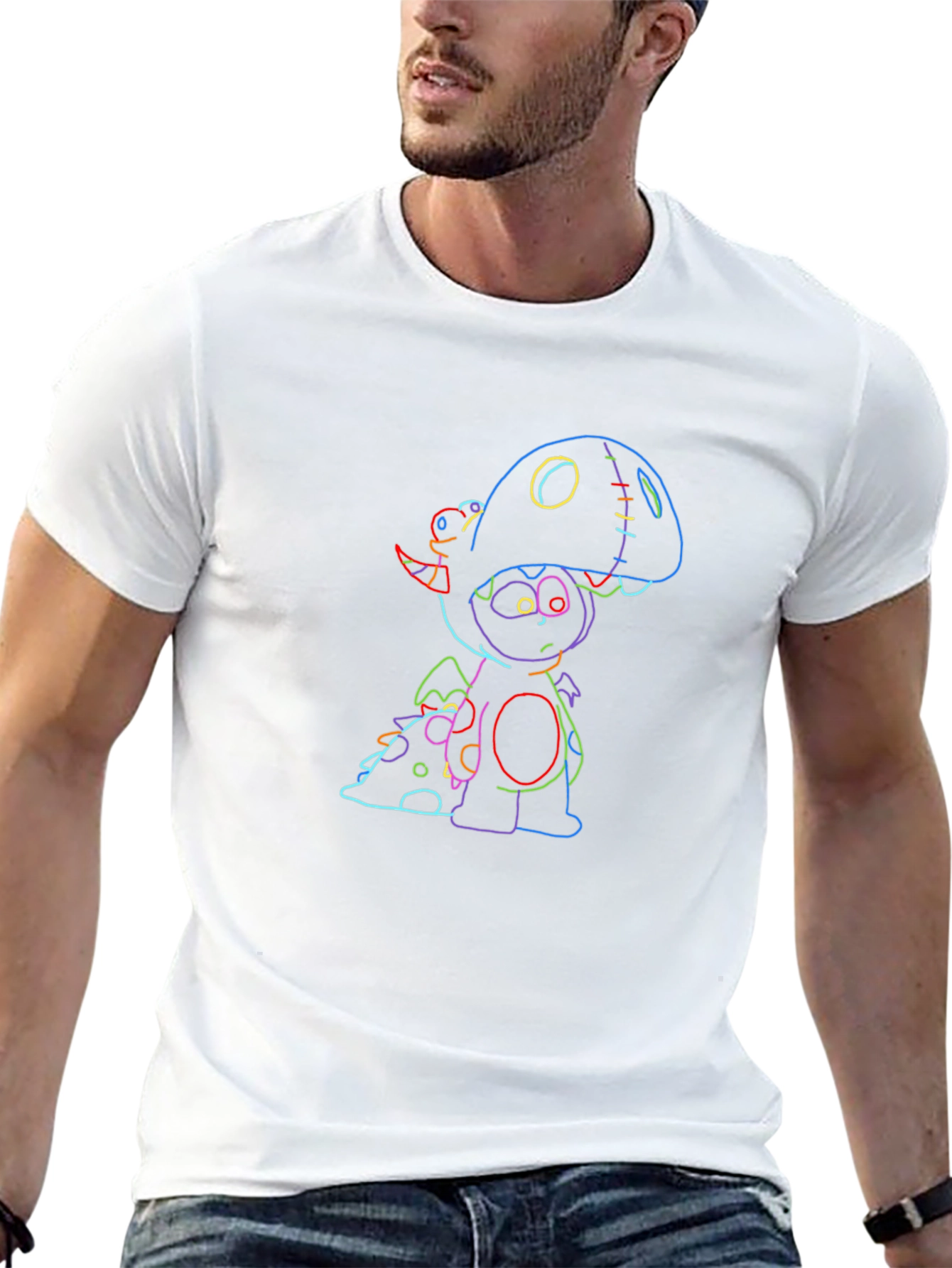 Neon Dino Graphic Black Tee