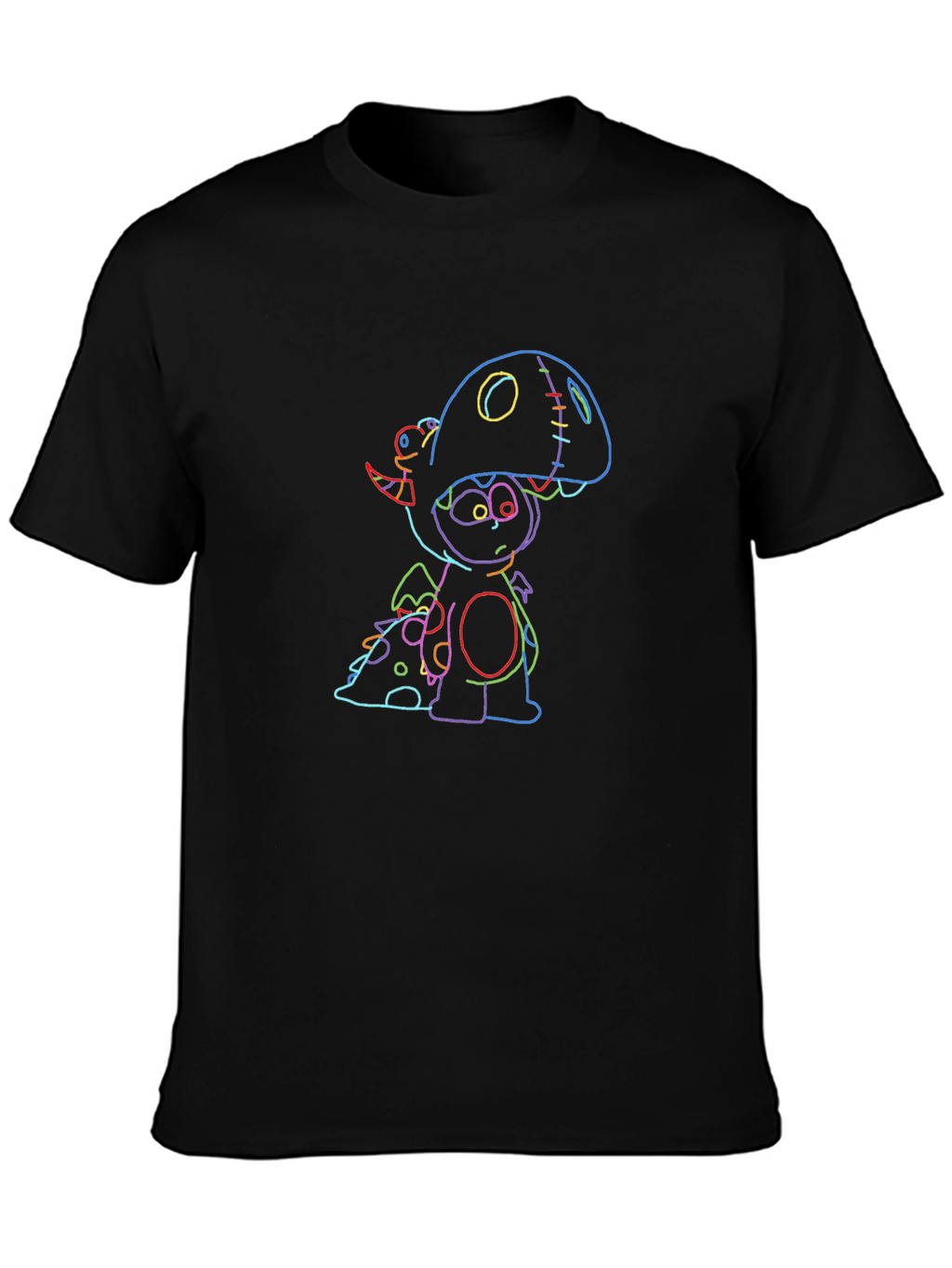 Neon Dino Graphic Black Tee
