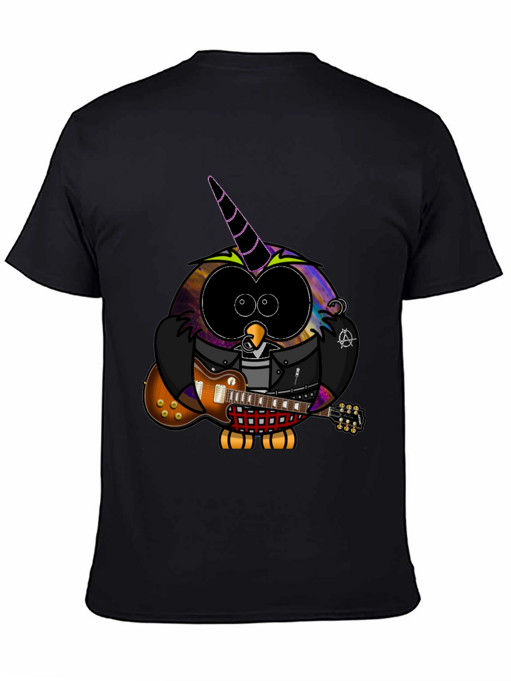 Cool Owl Guitarist Black T-Shirt