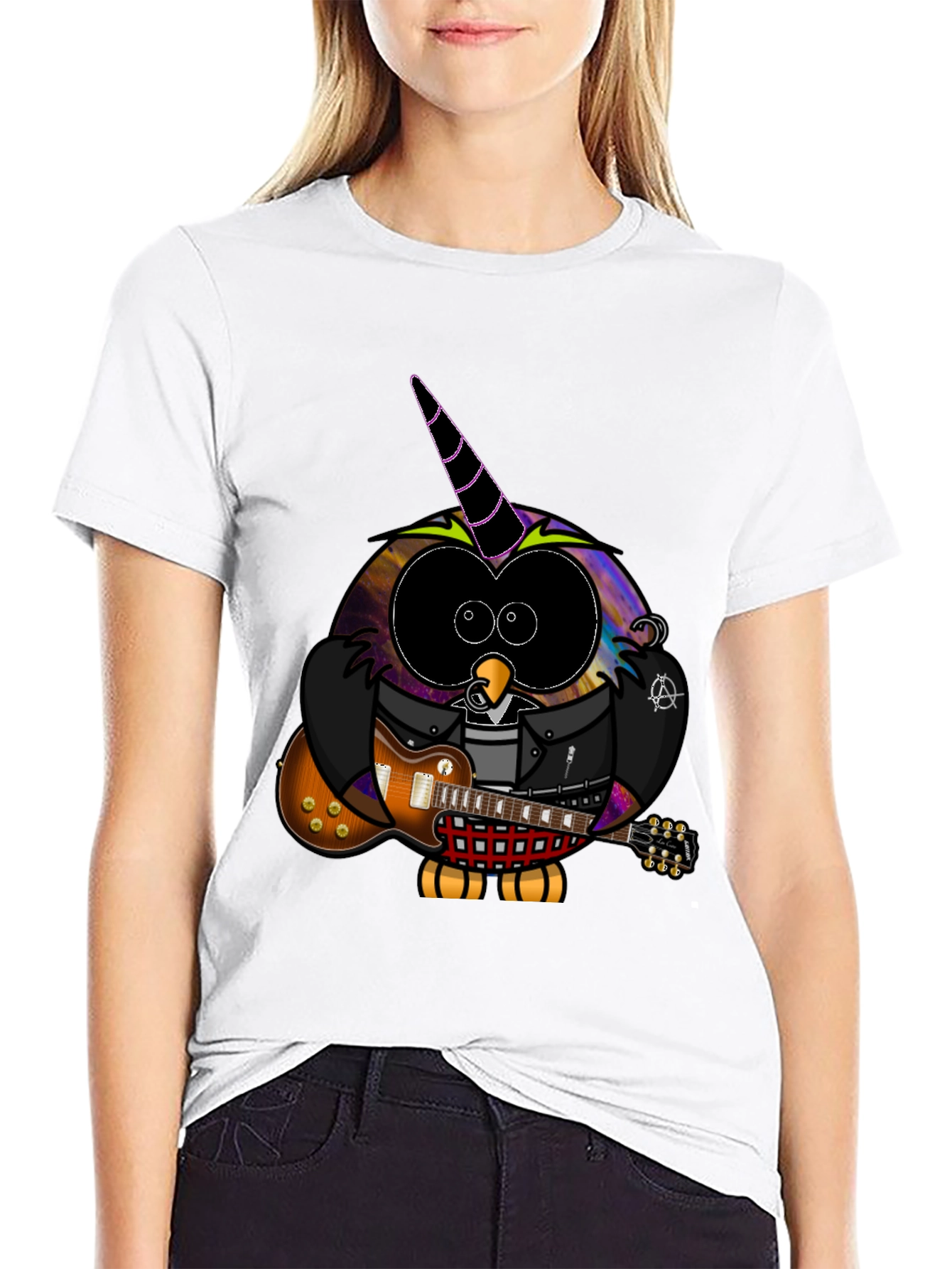 Cool Owl Guitarist Black T-Shirt