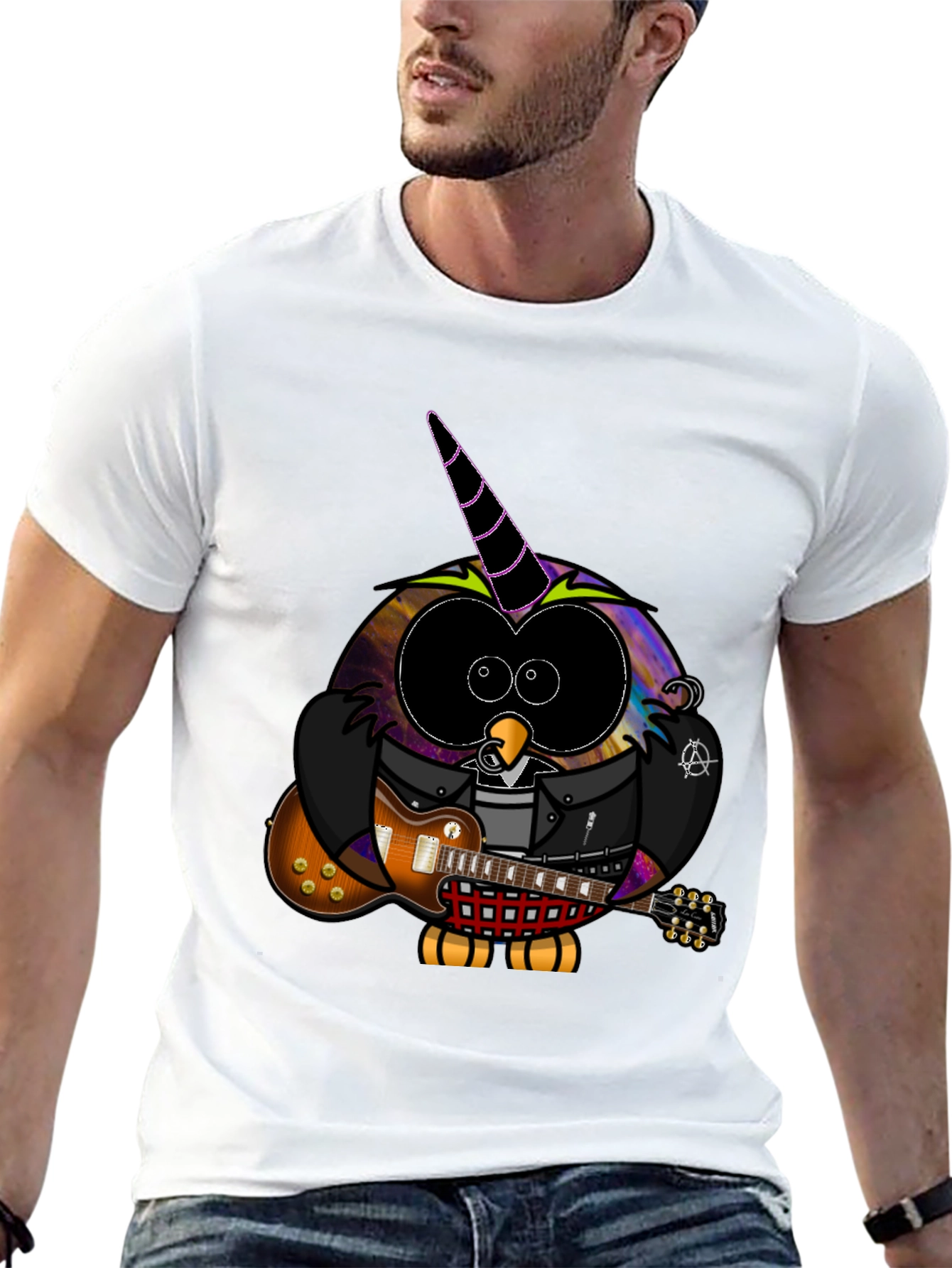Cool Owl Guitarist Black T-Shirt