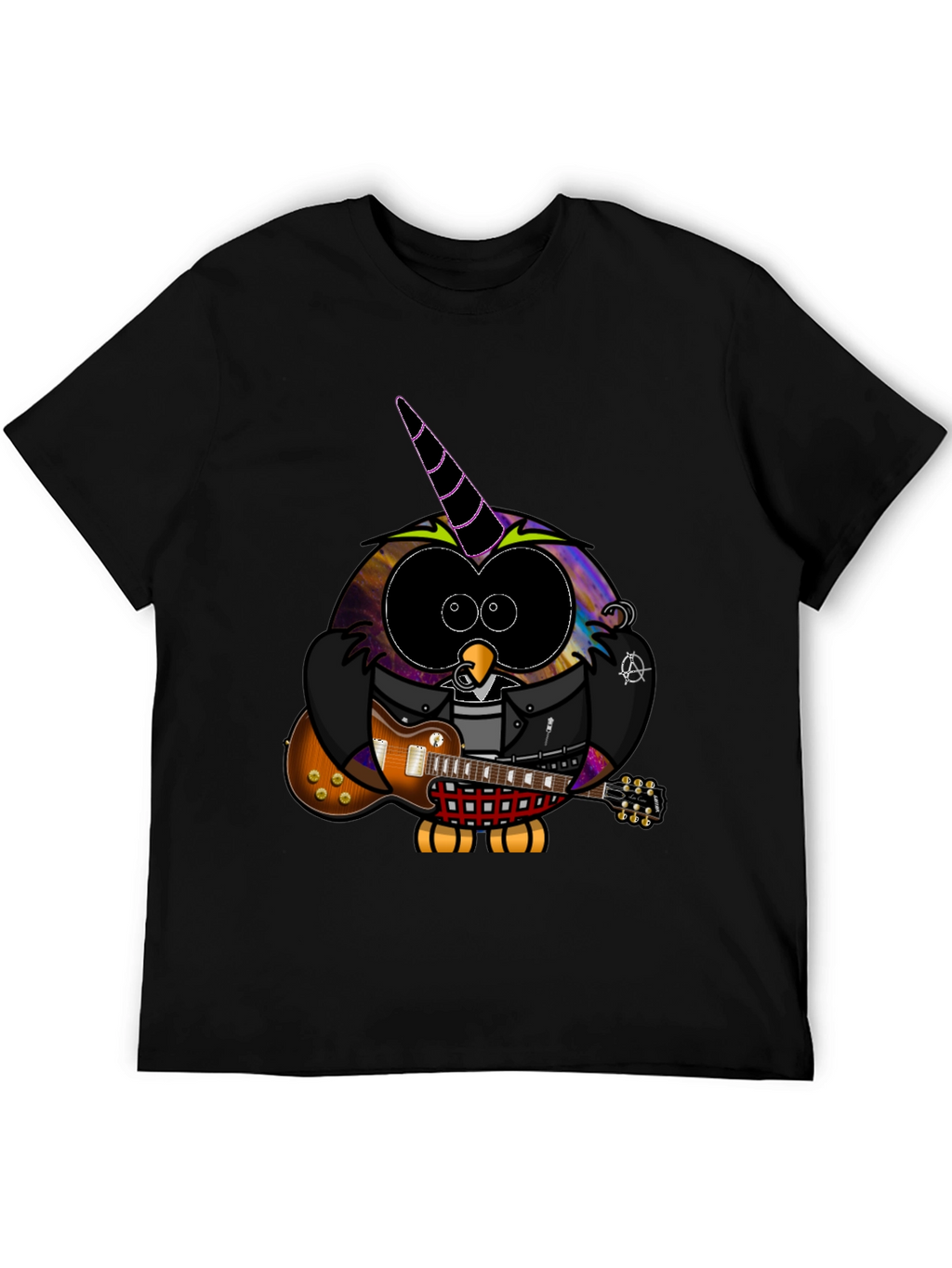 Cool Owl Guitarist Black T-Shirt
