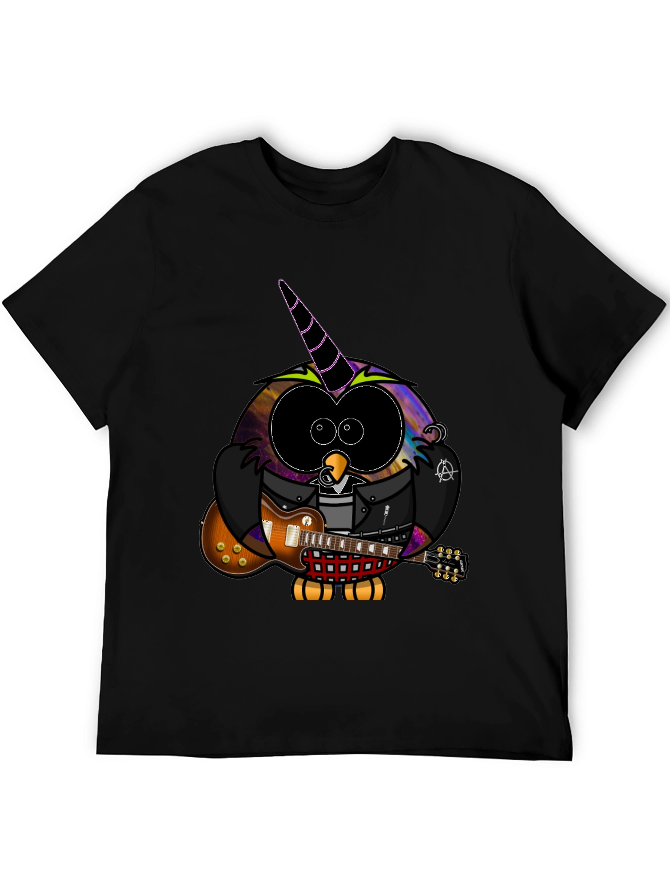 Cool Owl Guitarist Black T-Shirt