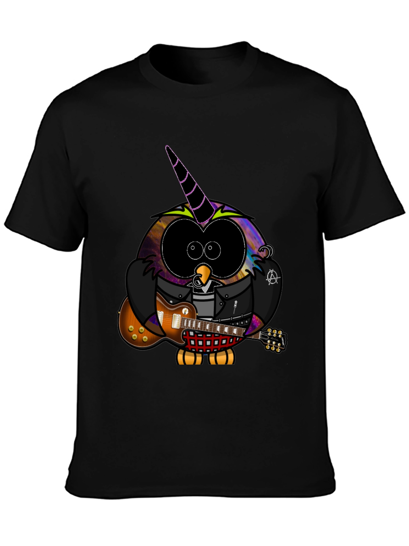 Cool Owl Guitarist Black T-Shirt