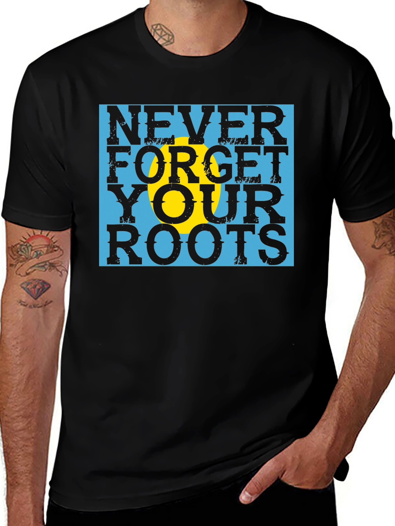 Never Forget Your Roots Black T-Shirt