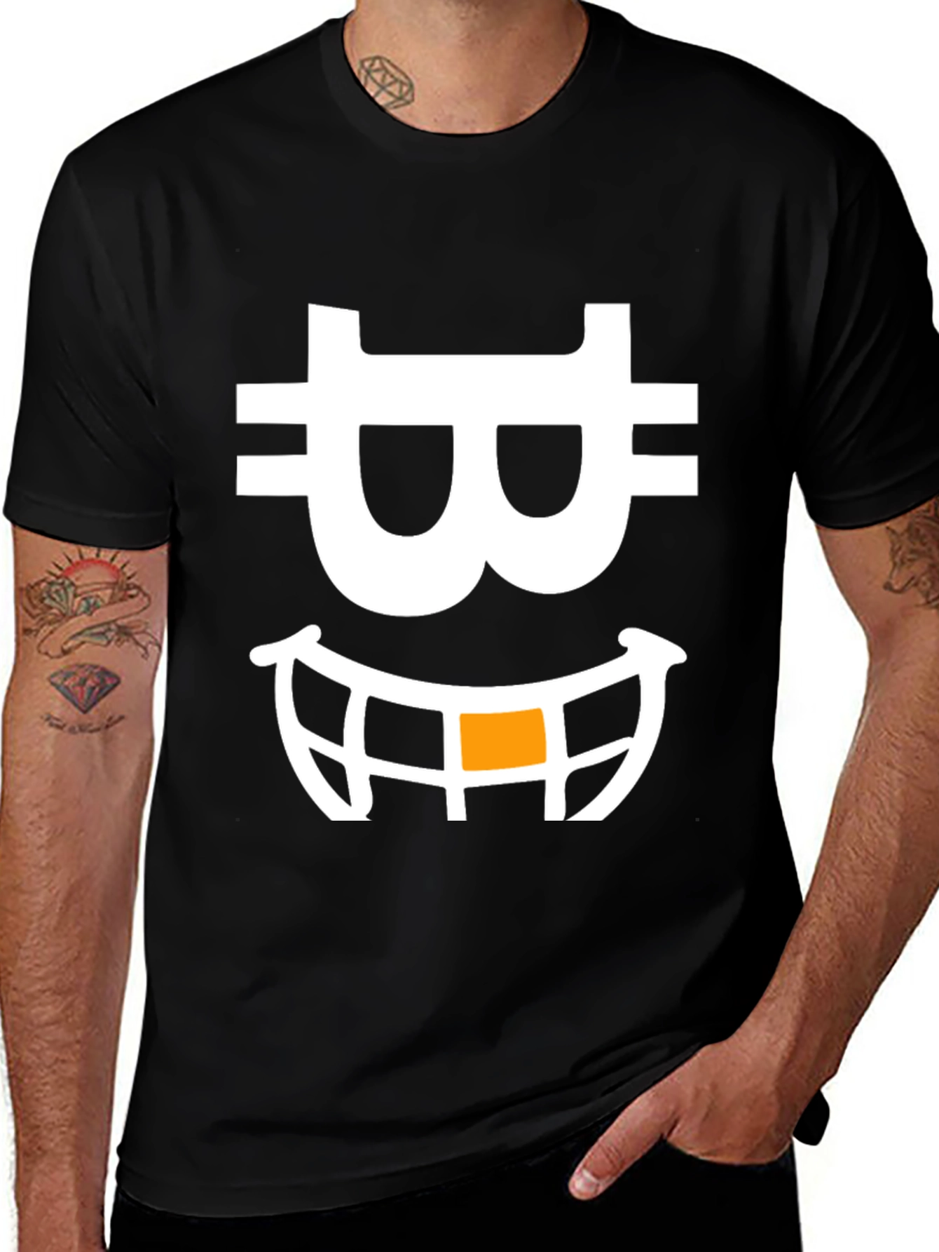 Bitcoin Smiley Face Black T-Shirt
