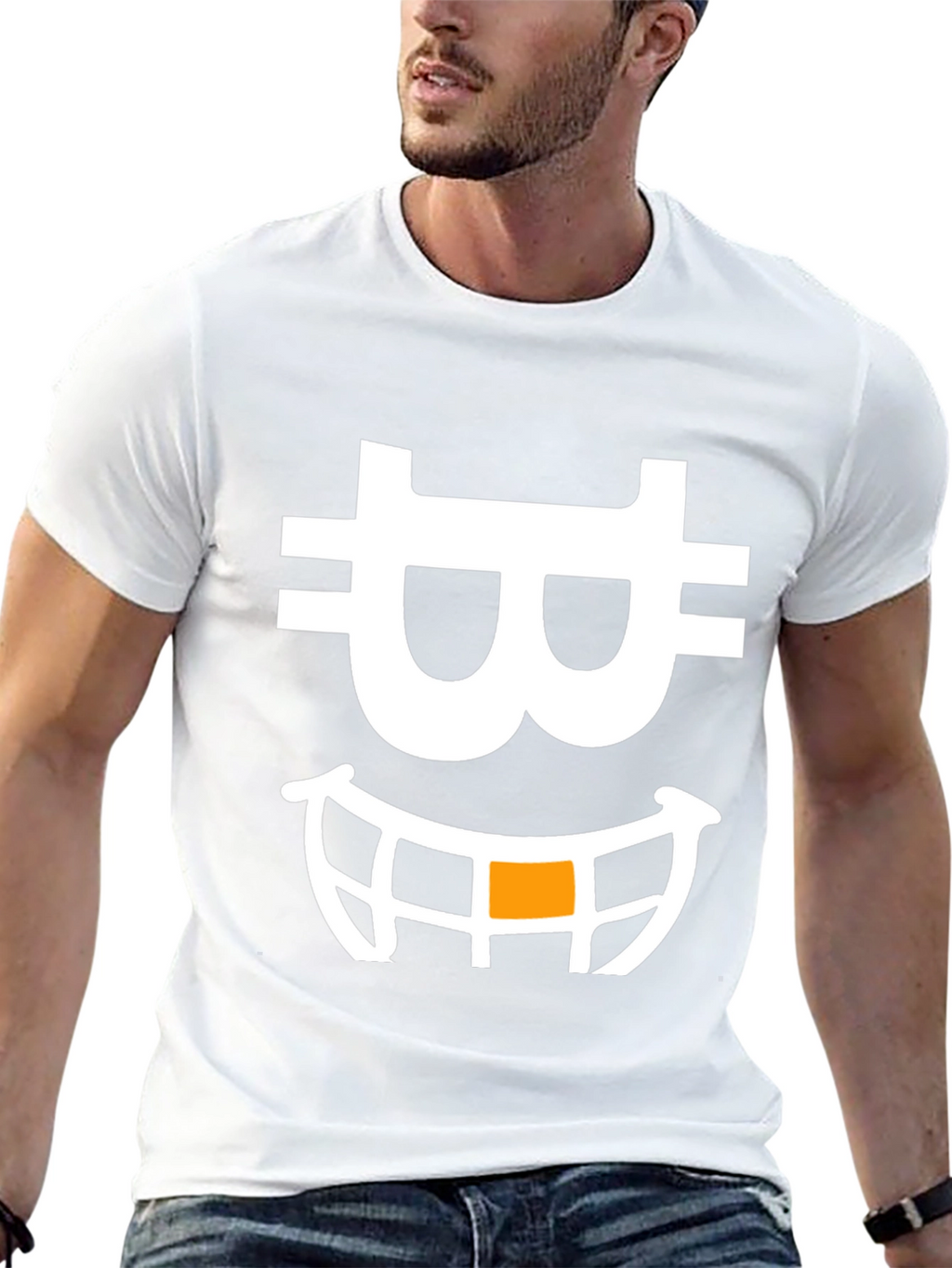 Bitcoin Smiley Face Black T-Shirt
