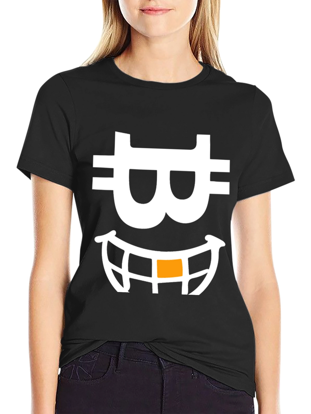 Bitcoin Smiley Face Black T-Shirt