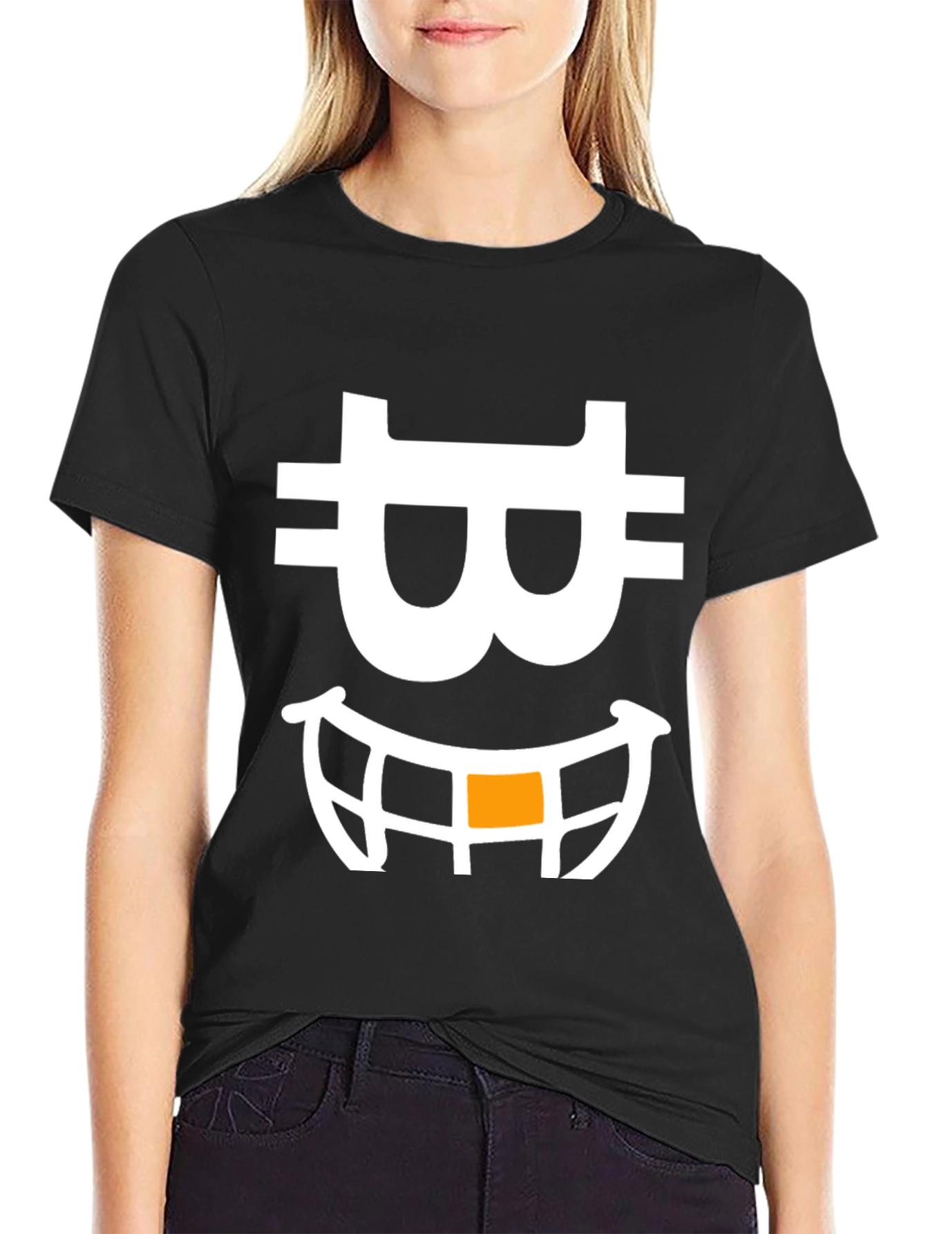 Bitcoin Smiley Face Black T-Shirt