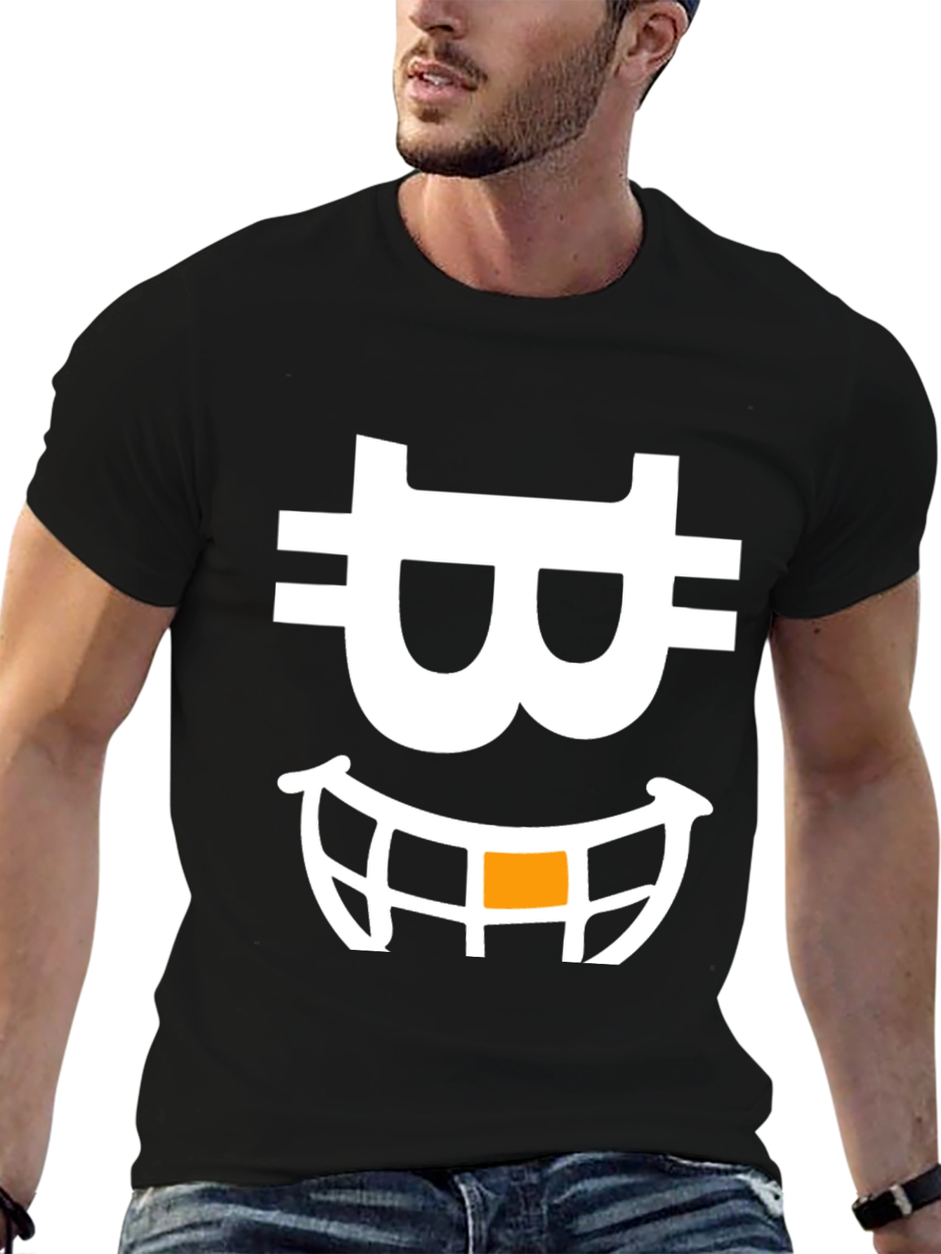 Bitcoin Smiley Face Black T-Shirt