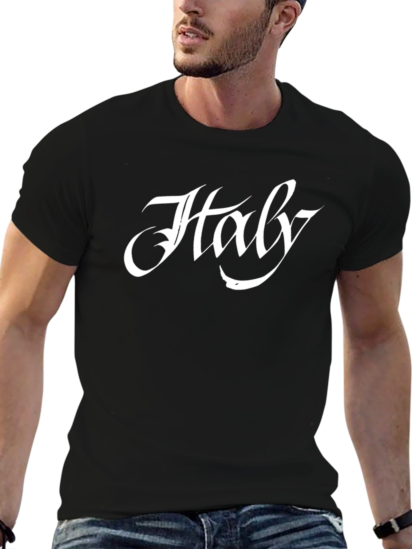 Italy Graphic Print Black T-Shirt