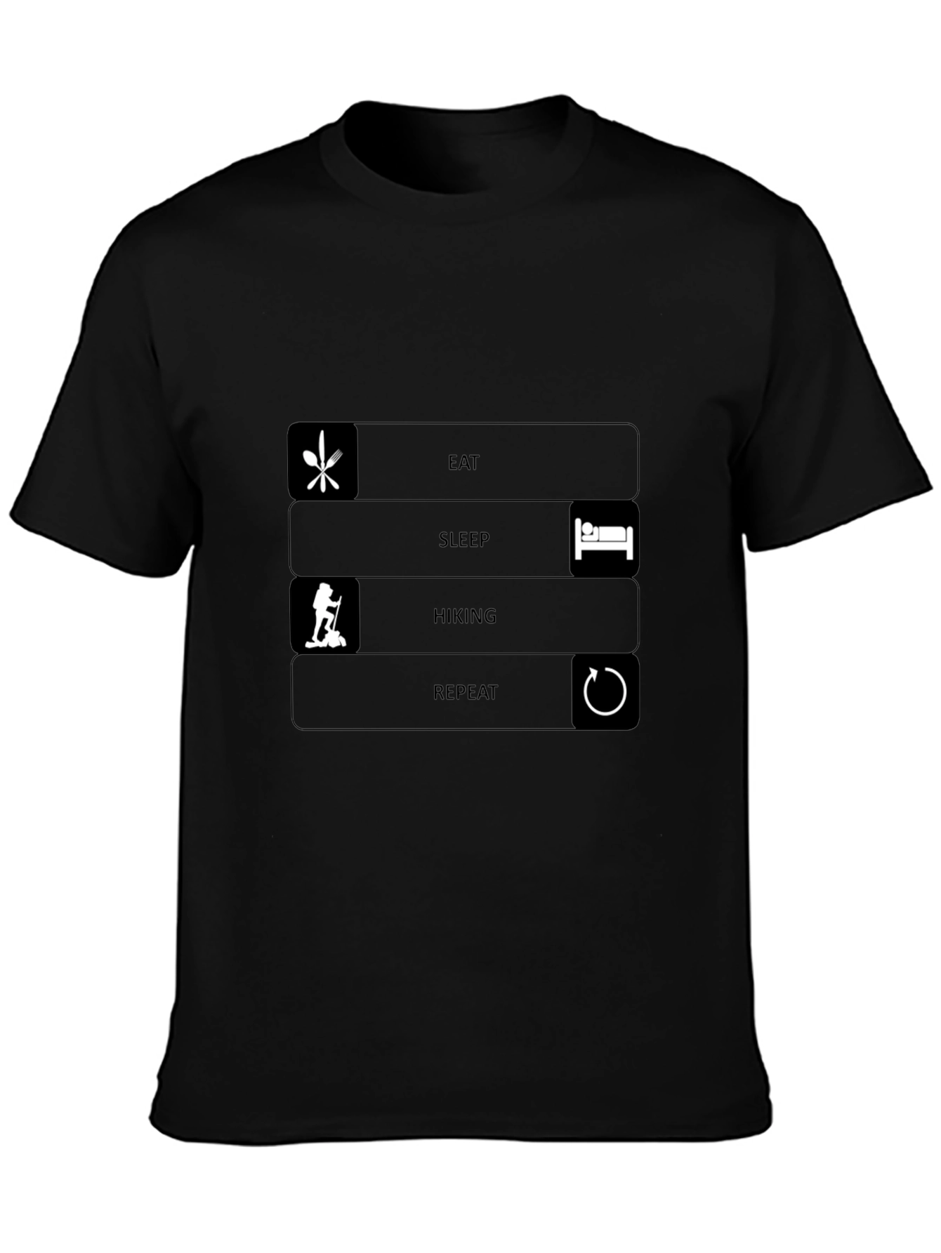 Eat Sleep Hiking Repeat Black T-Shirt