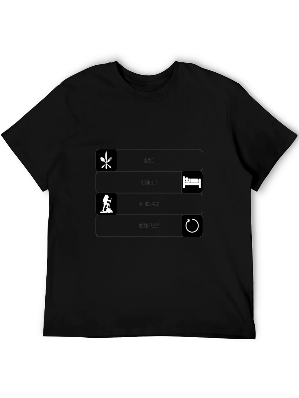 Eat Sleep Hiking Repeat Black T-Shirt