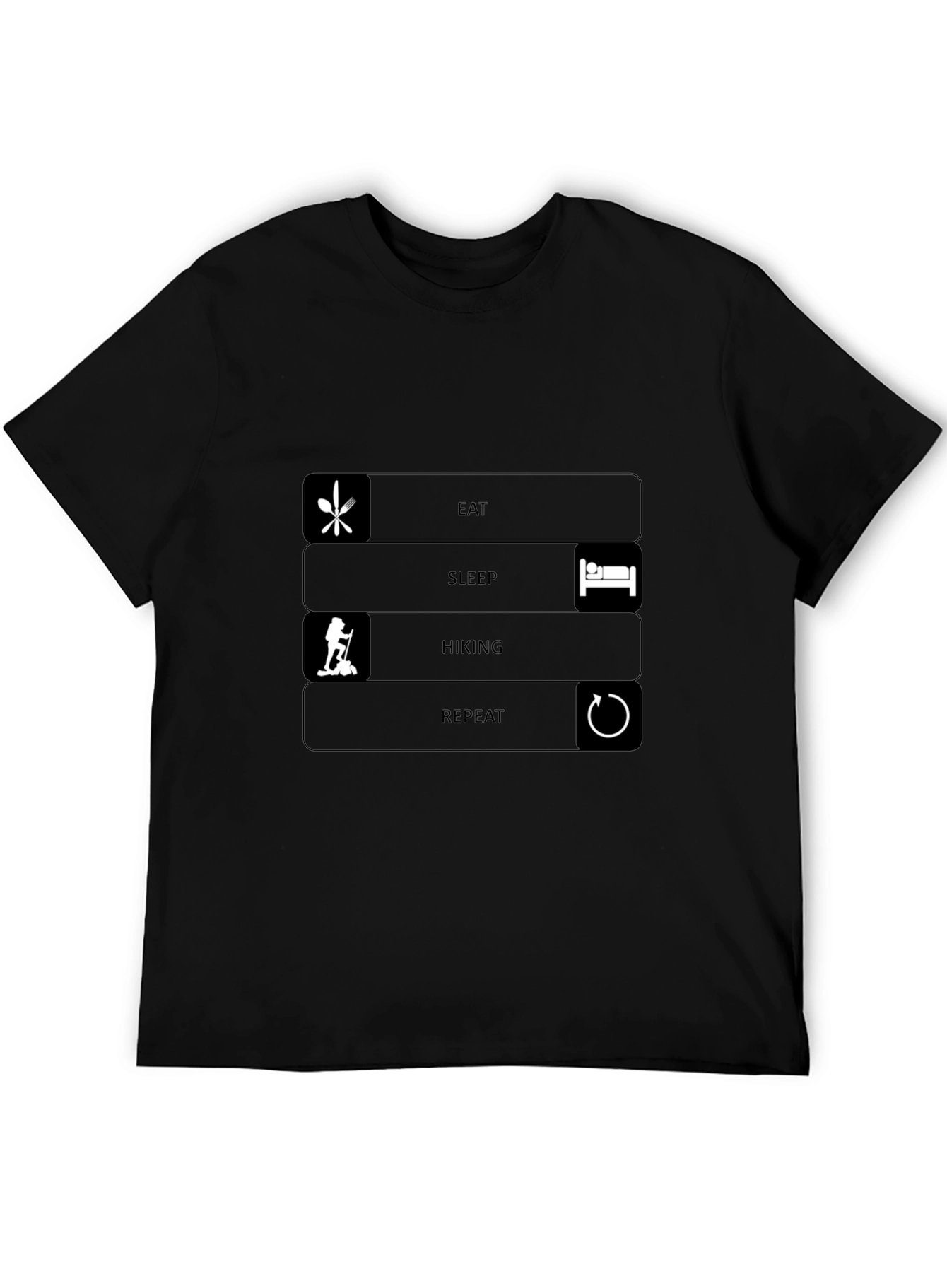 Eat Sleep Hiking Repeat Black T-Shirt