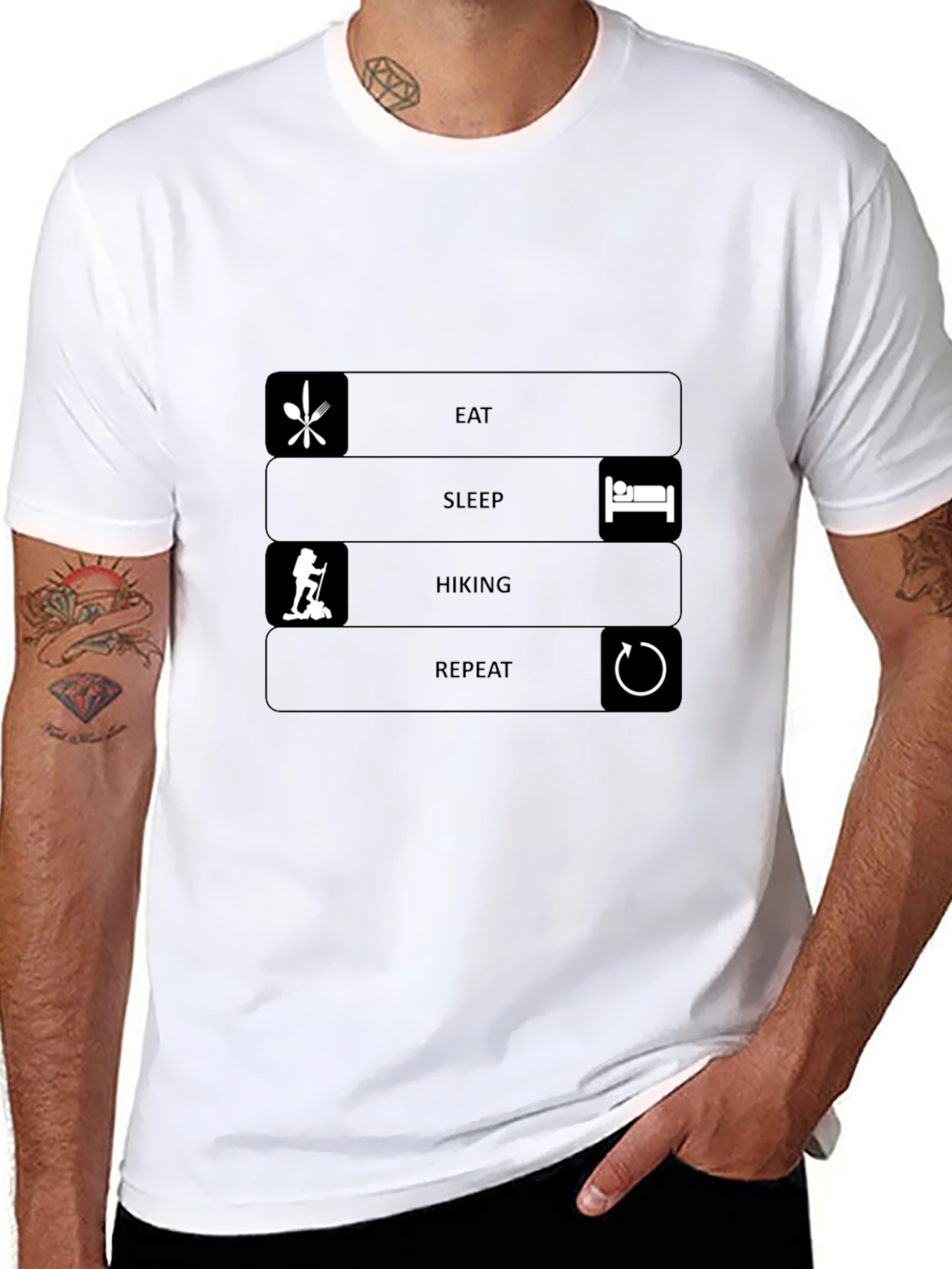 Eat Sleep Hiking Repeat Black T-Shirt