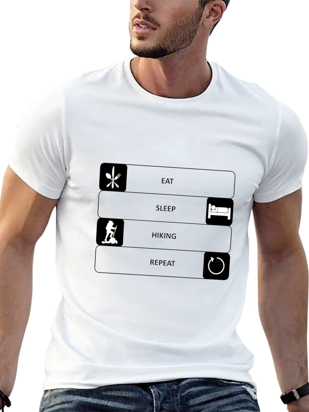 Eat Sleep Hiking Repeat Black T-Shirt