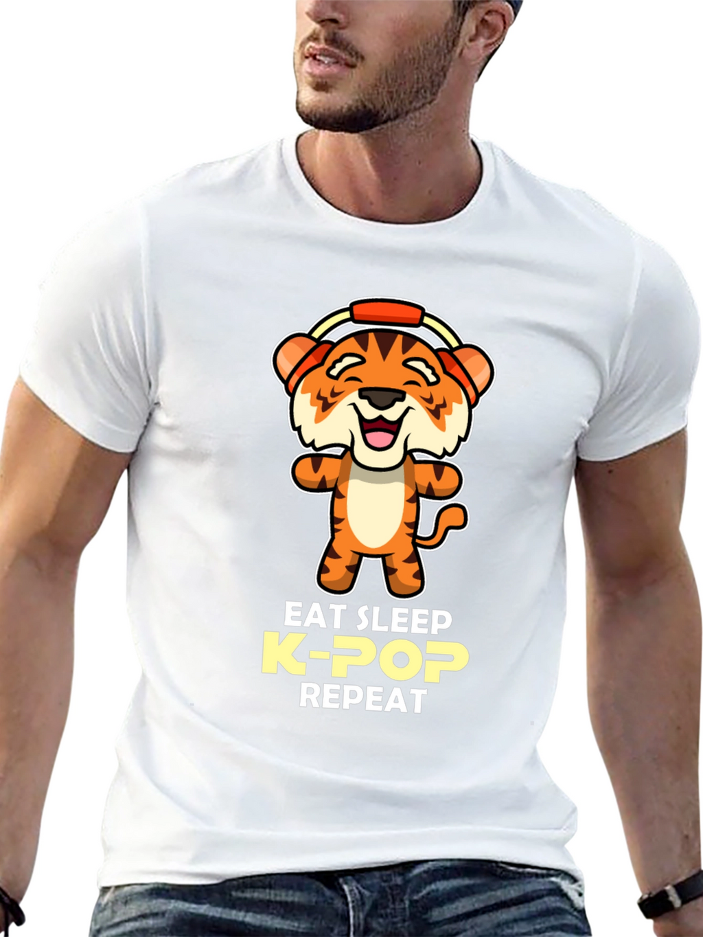 Eat Sleep K-Pop Repeat Tiger Graphic Tee