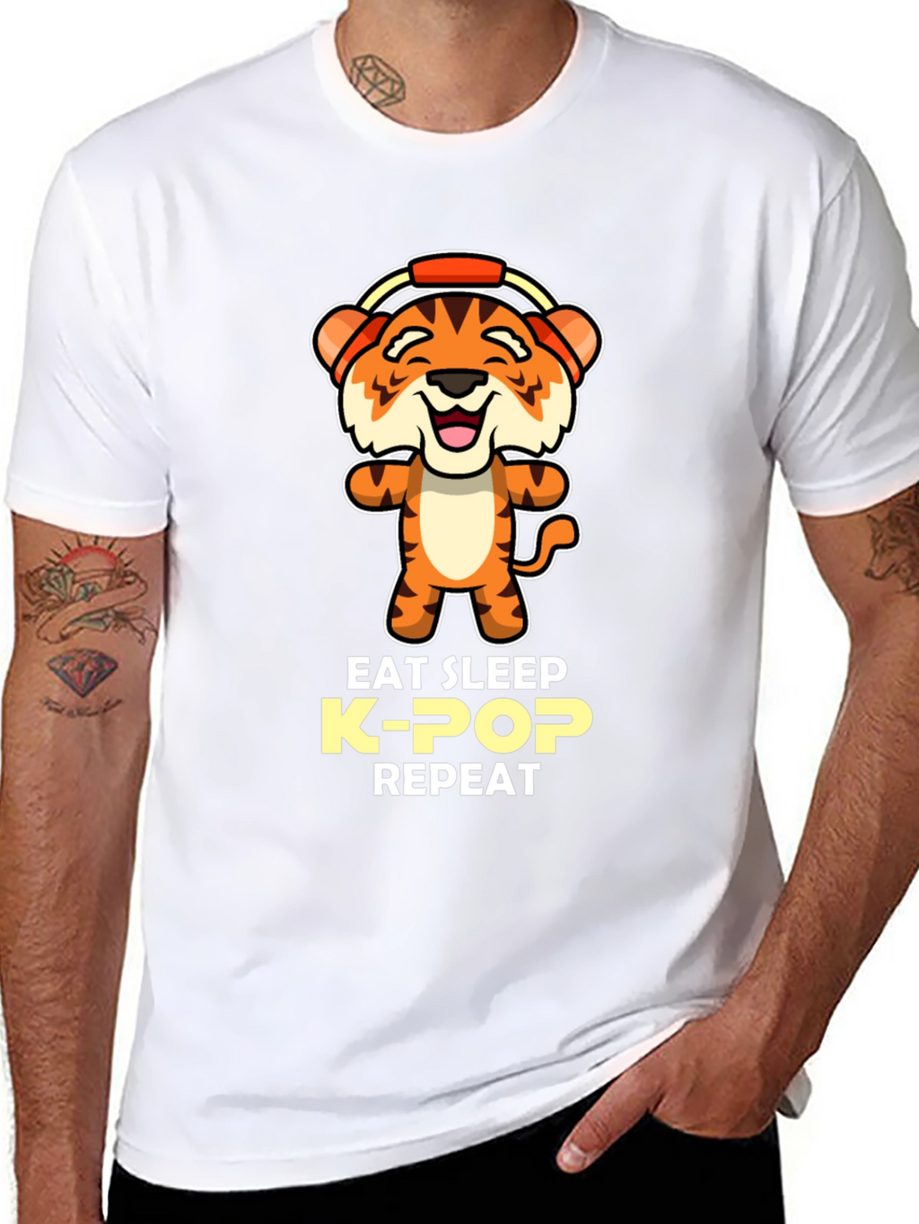 Eat Sleep K-Pop Repeat Tiger Graphic Tee