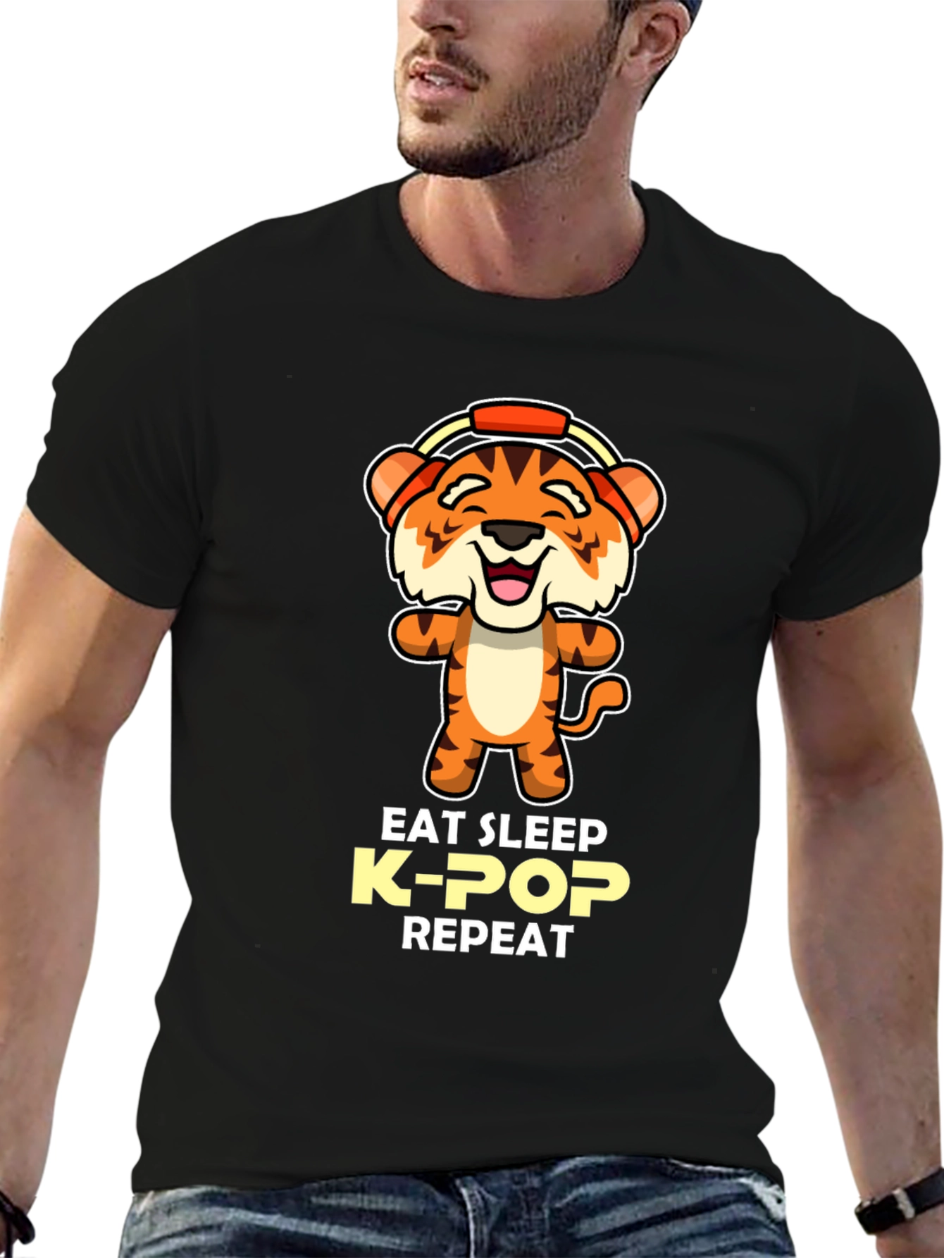 Eat Sleep K-Pop Repeat Tiger Graphic Tee