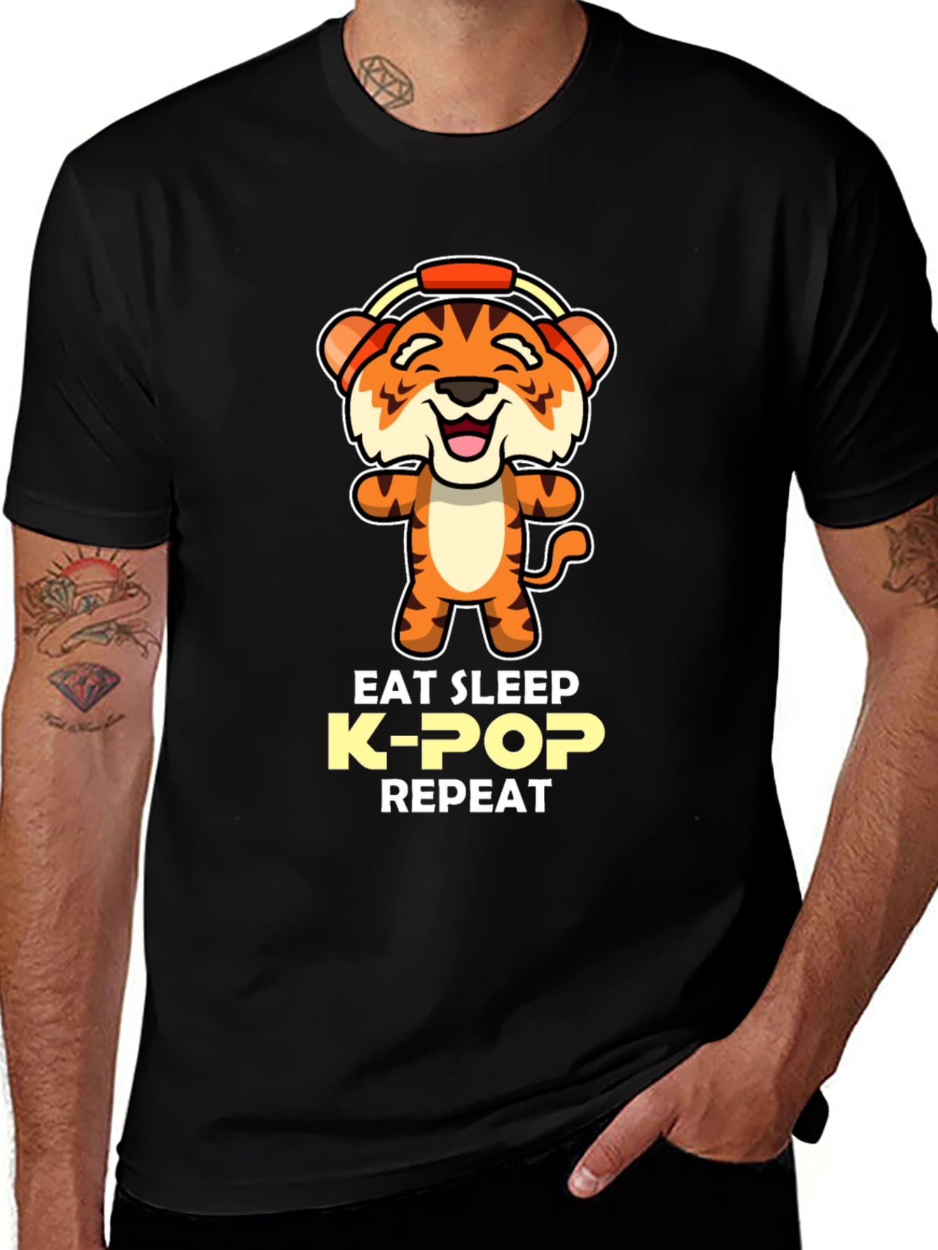 Eat Sleep K-Pop Repeat Tiger Graphic Tee