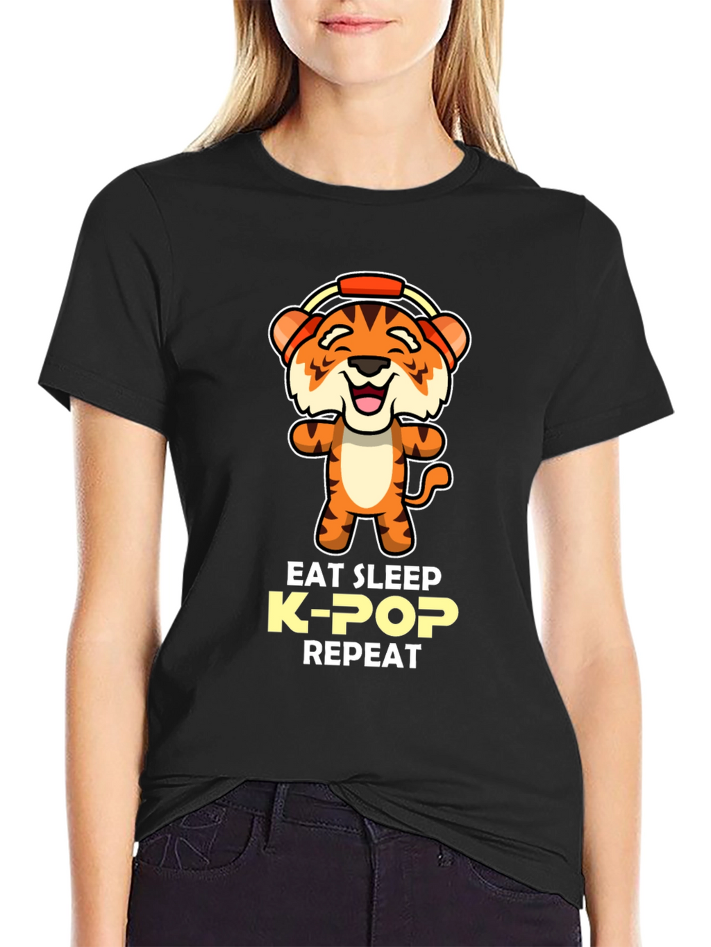 Eat Sleep K-Pop Repeat Tiger Graphic Tee