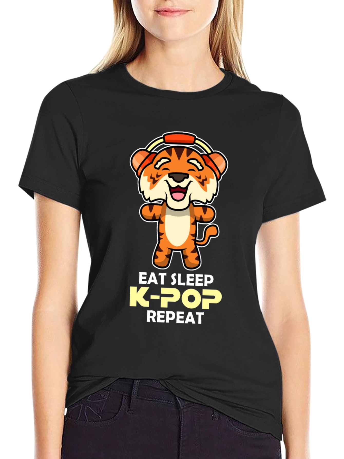 Eat Sleep K-Pop Repeat Tiger Graphic Tee