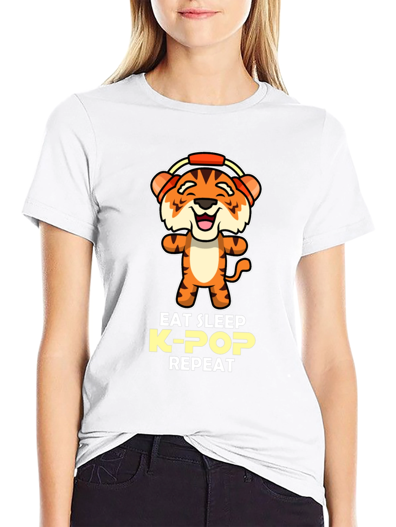 Eat Sleep K-Pop Repeat Tiger Graphic Tee