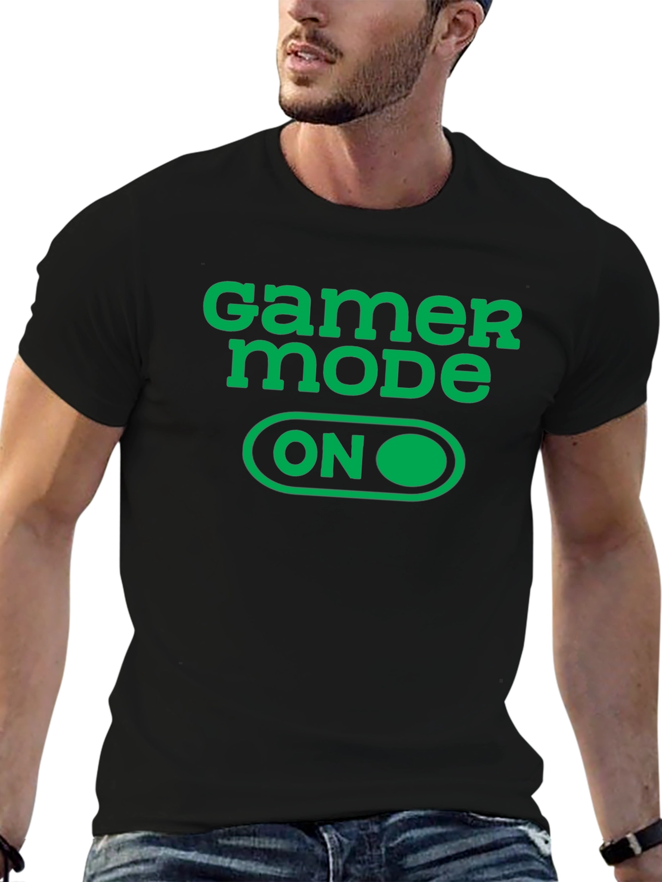 Gamer Mode ON Graphic Tee - Black Cotton T-Shirt