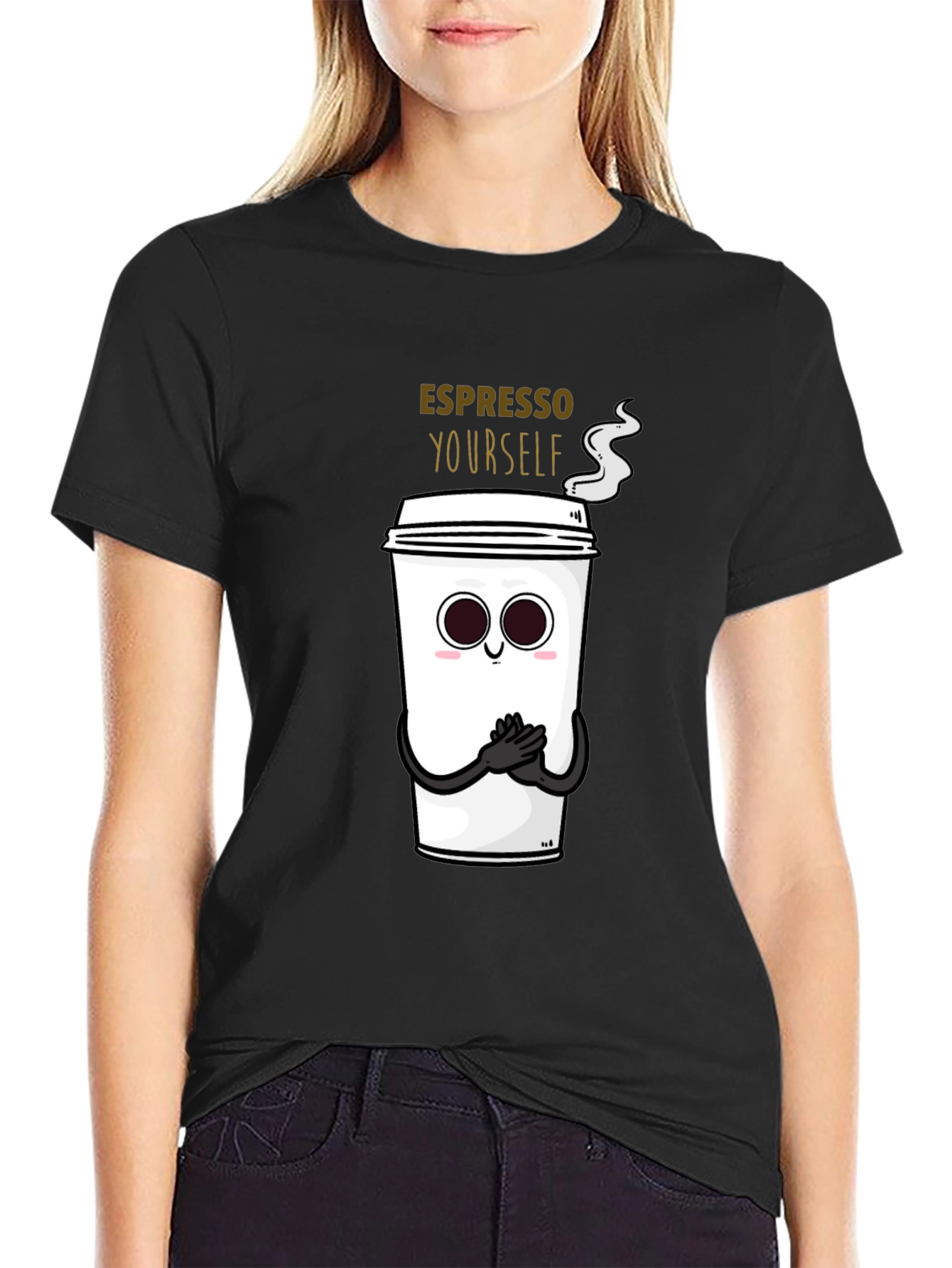 Espresso Yourself Graphic T-Shirt - Black Cotton Blend
