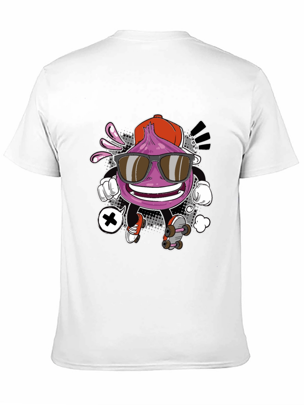 Cool Cartoon Onion Skateboarder Black T-Shirt